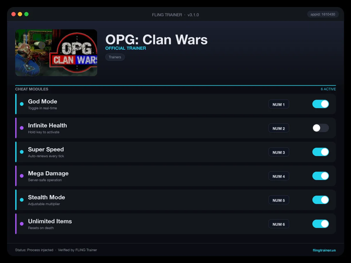 OPG: Clan Wars Trainer interface