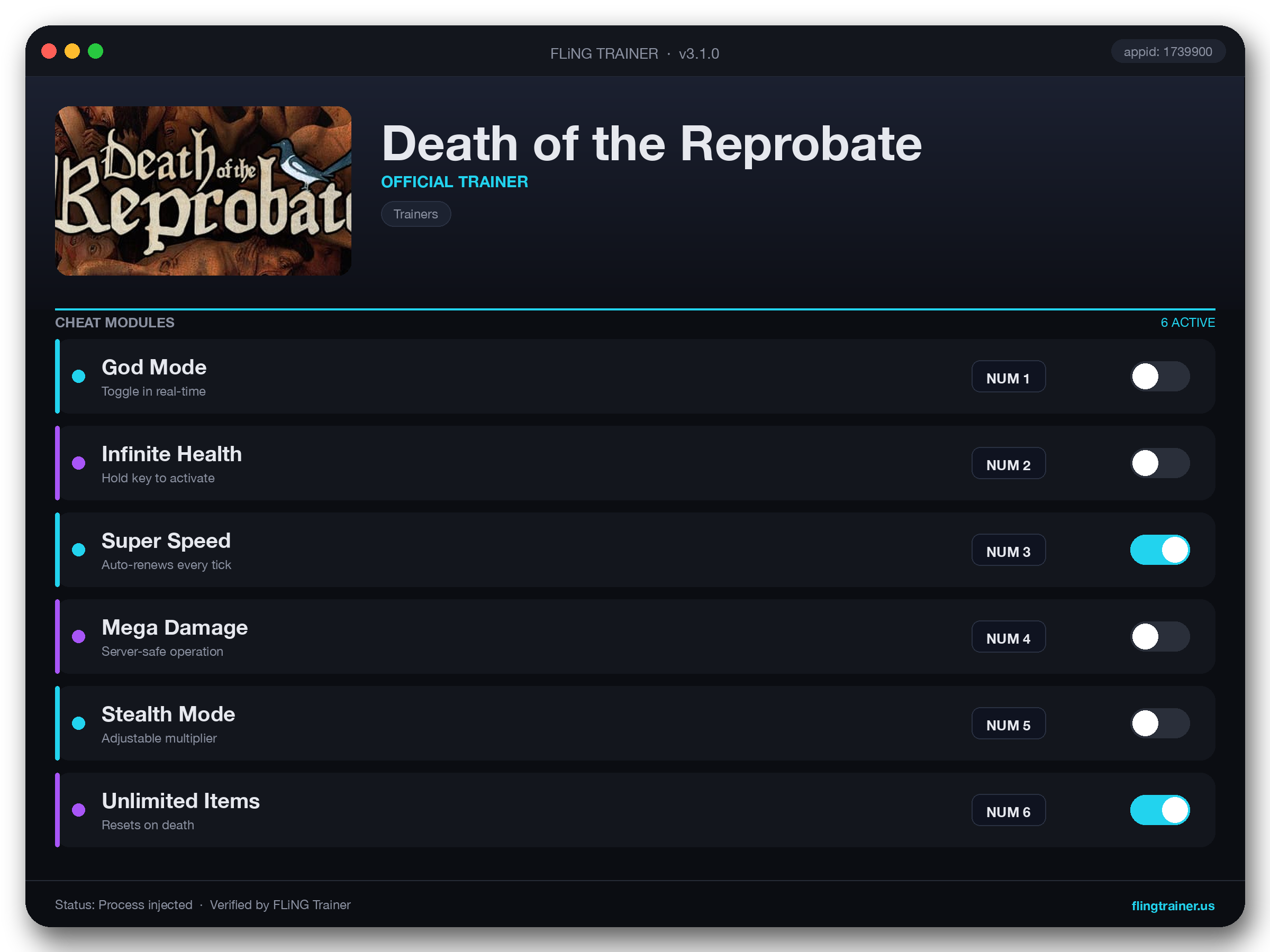 Death of the Reprobate Trainer interface