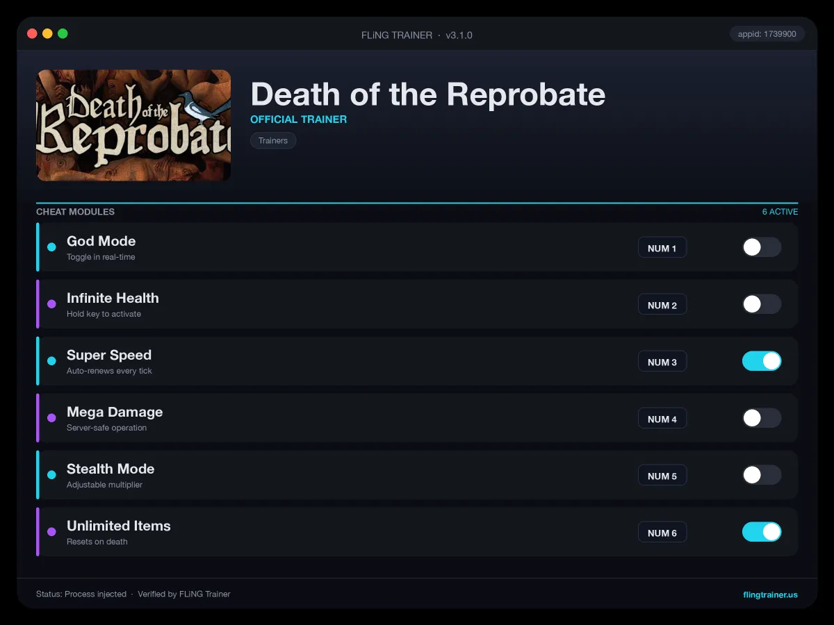 Death of the Reprobate Trainer interface