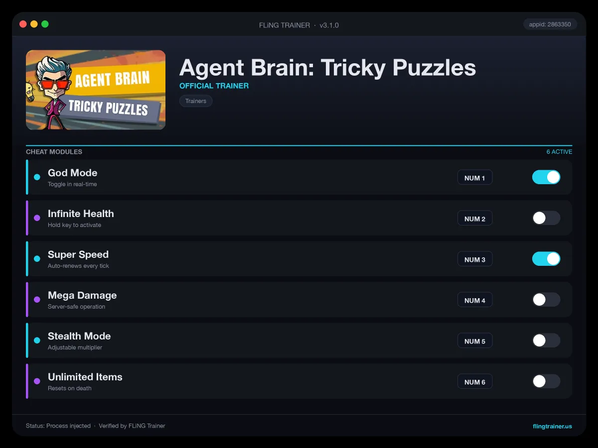 Agent Brain: Tricky Puzzles Trainer interface