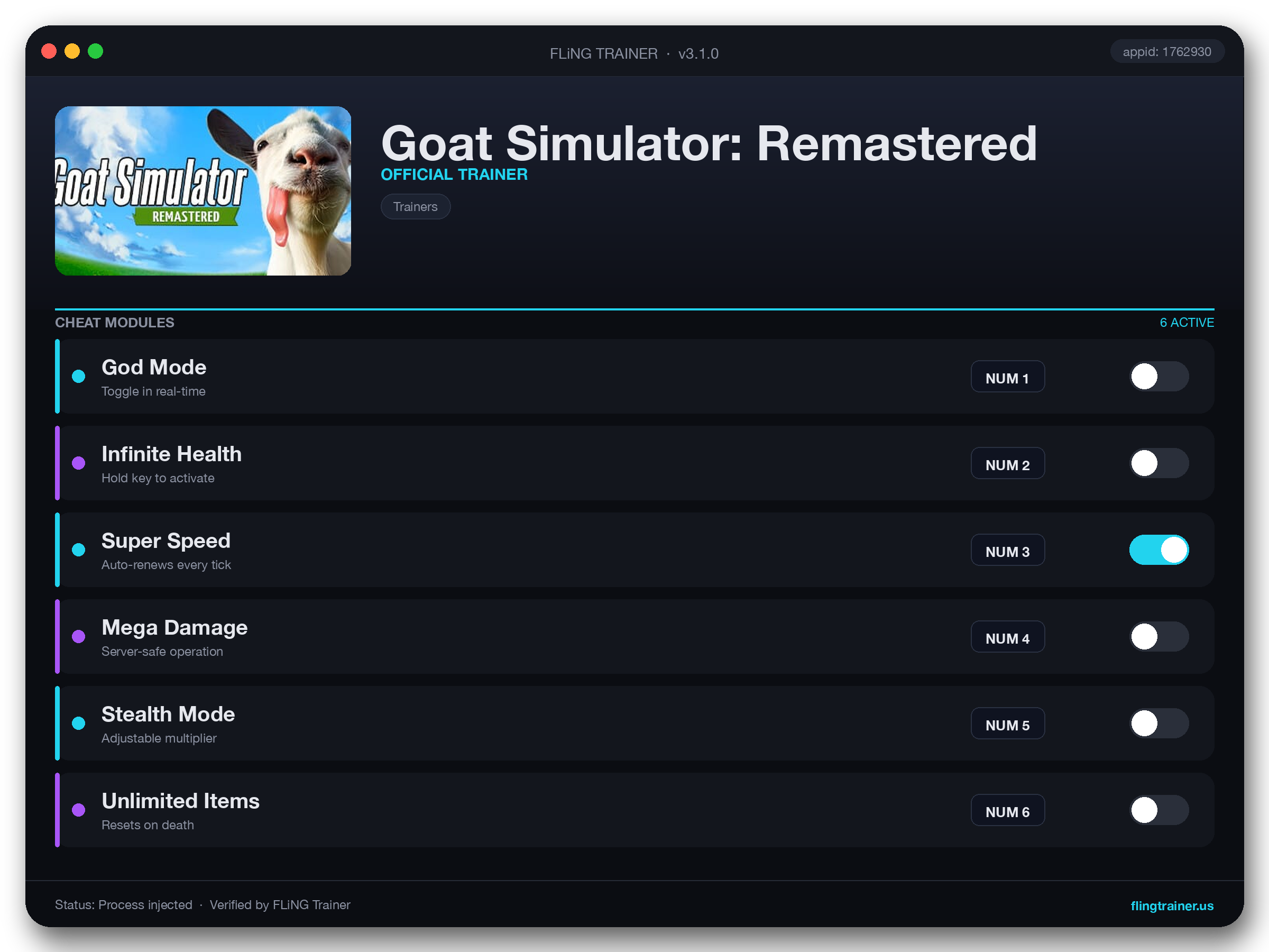 Goat Simulator: Remastered Trainer interface