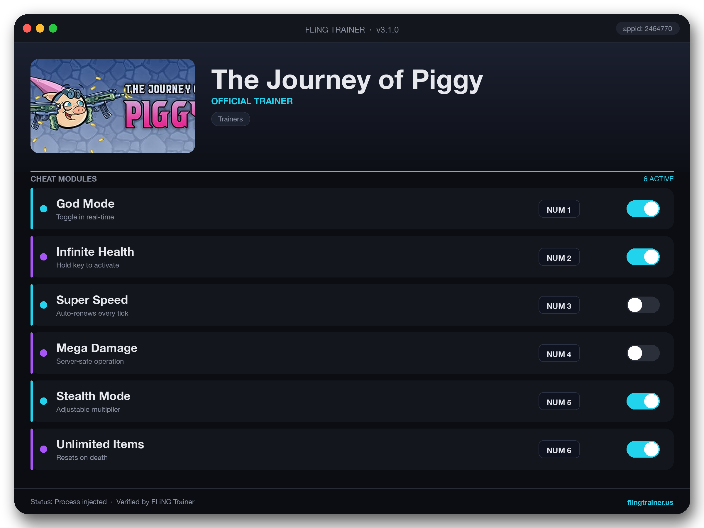 The Journey of Piggy Trainer interface