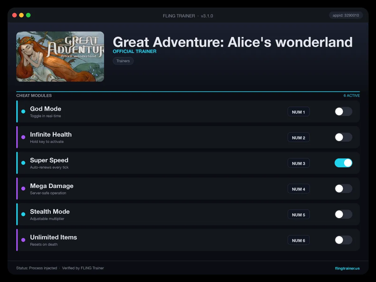 Great Adventure: Alice's wonderland Trainer interface