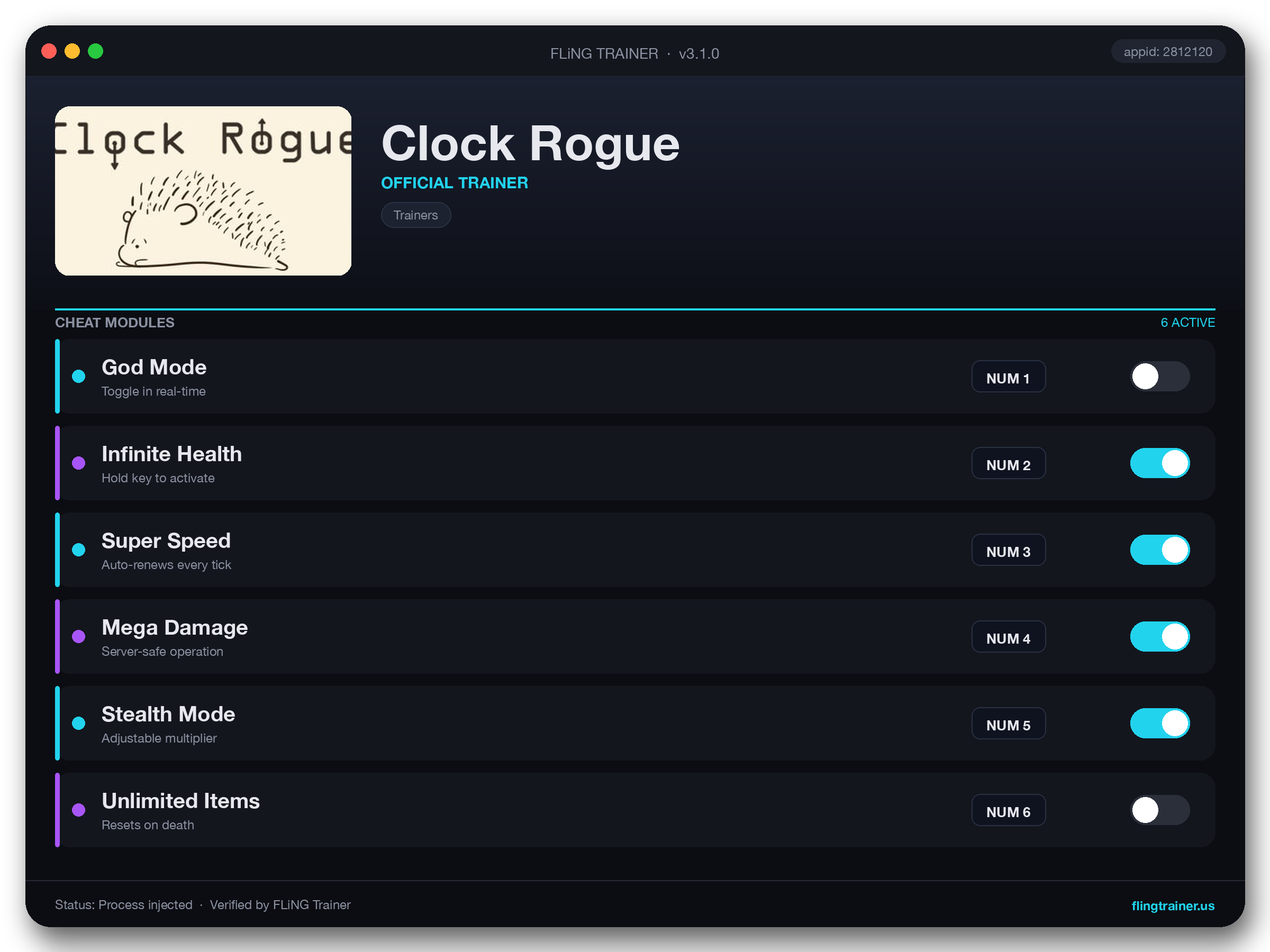 Clock Rogue Trainer interface