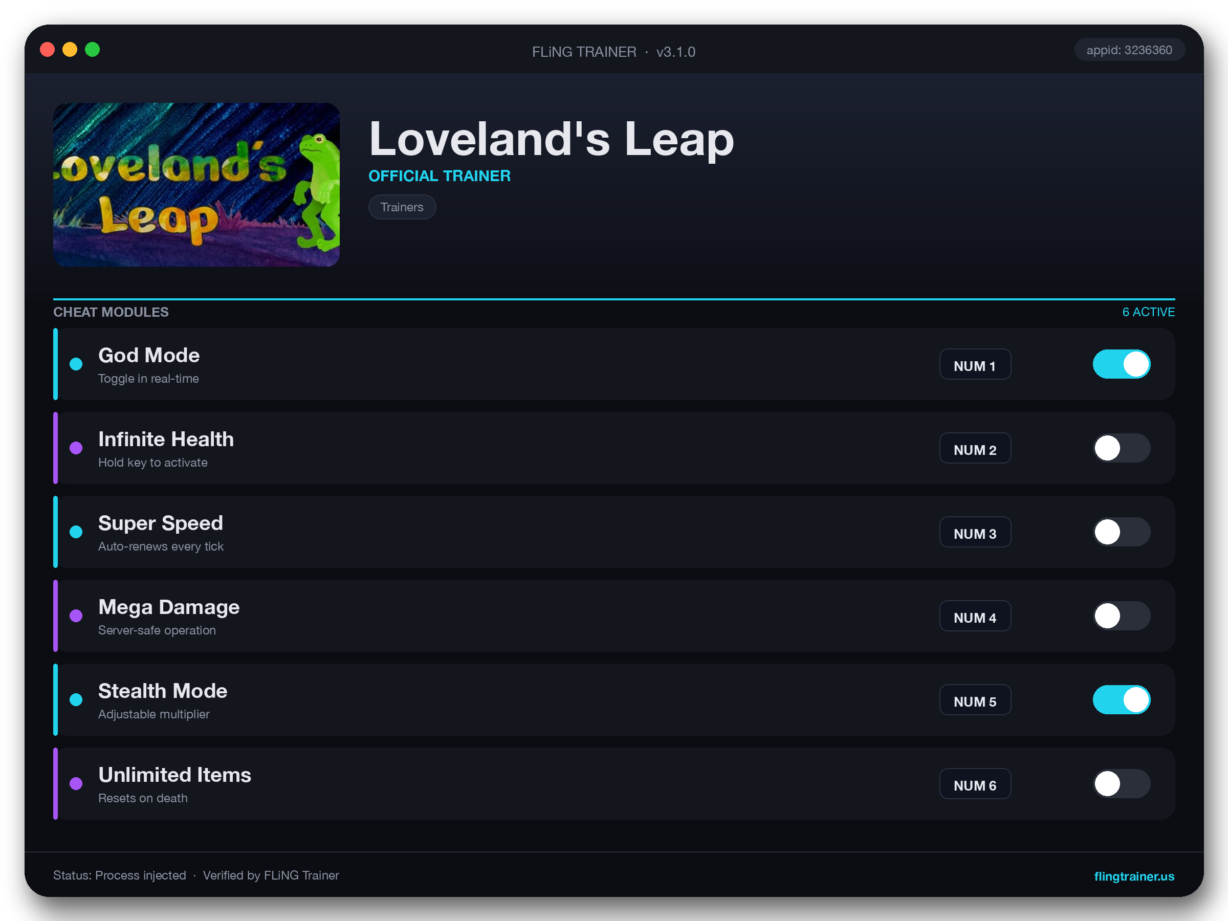 Loveland's Leap Trainer interface