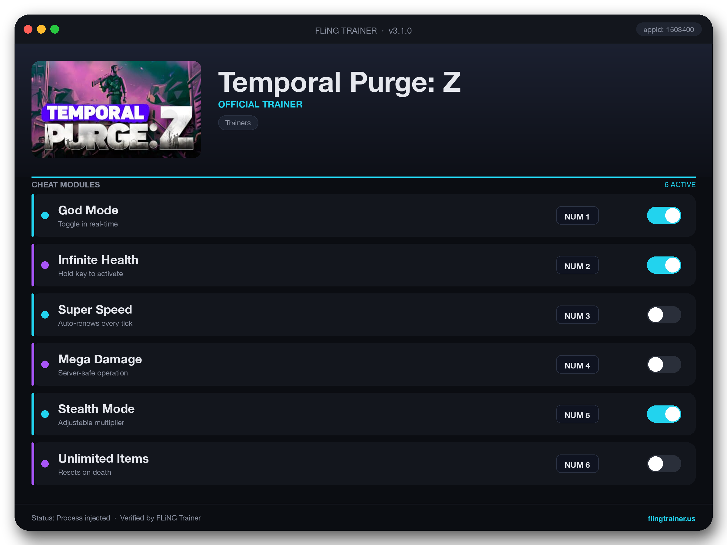 Temporal Purge: Z Trainer interface