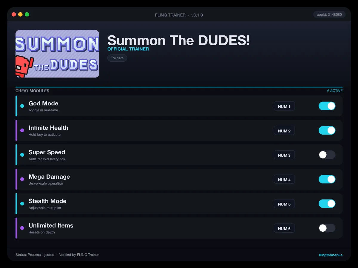 Summon The DUDES! Trainer interface
