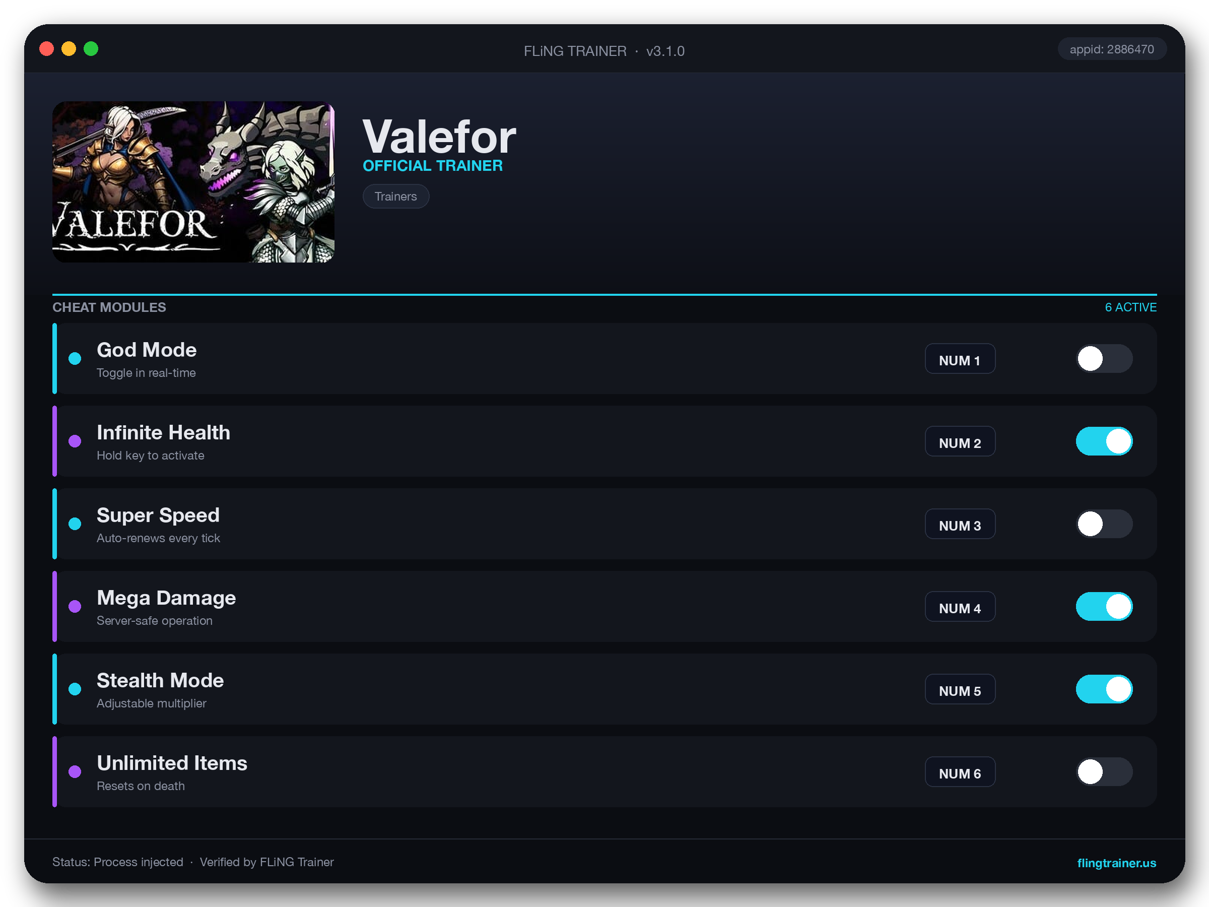 Valefor Trainer interface