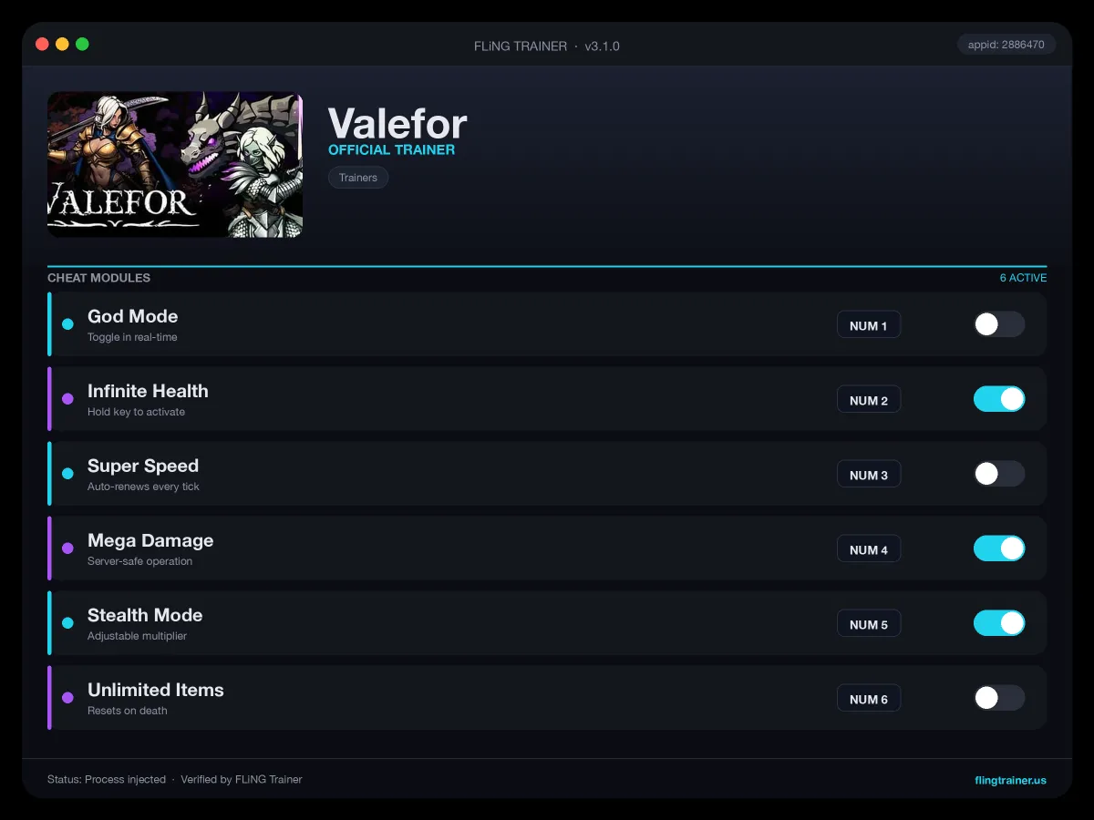 Valefor Trainer interface