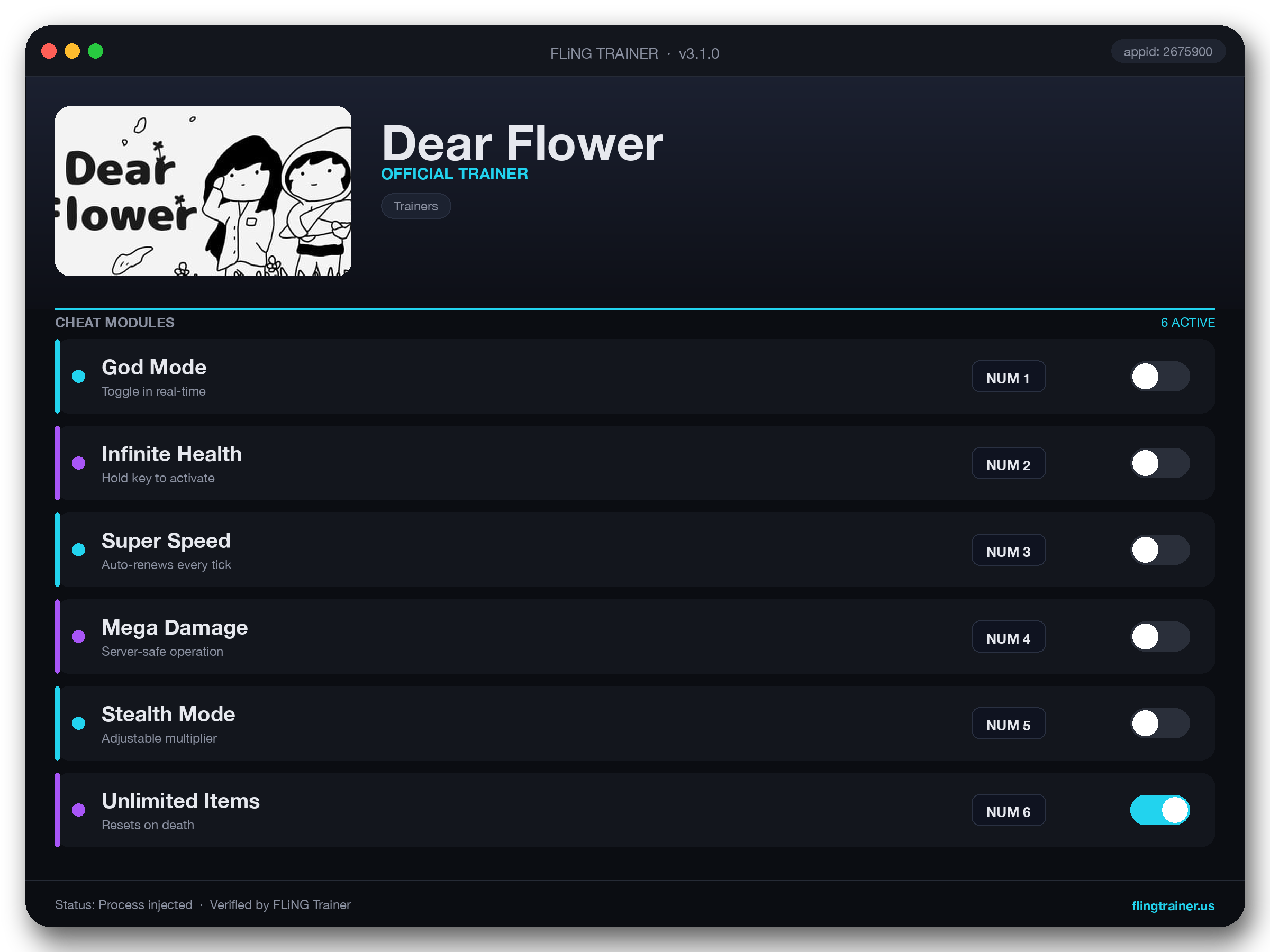 Dear Flower Trainer interface