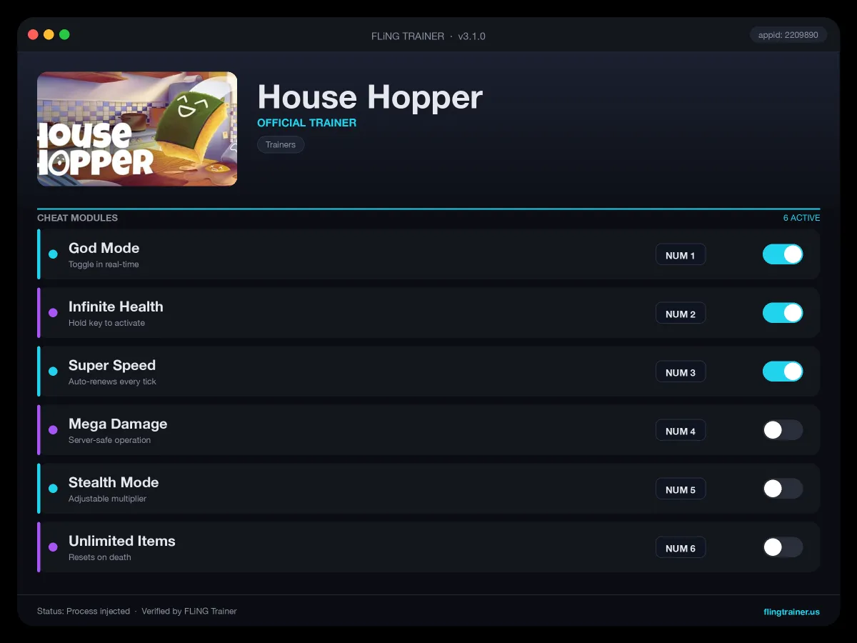 House Hopper Trainer interface