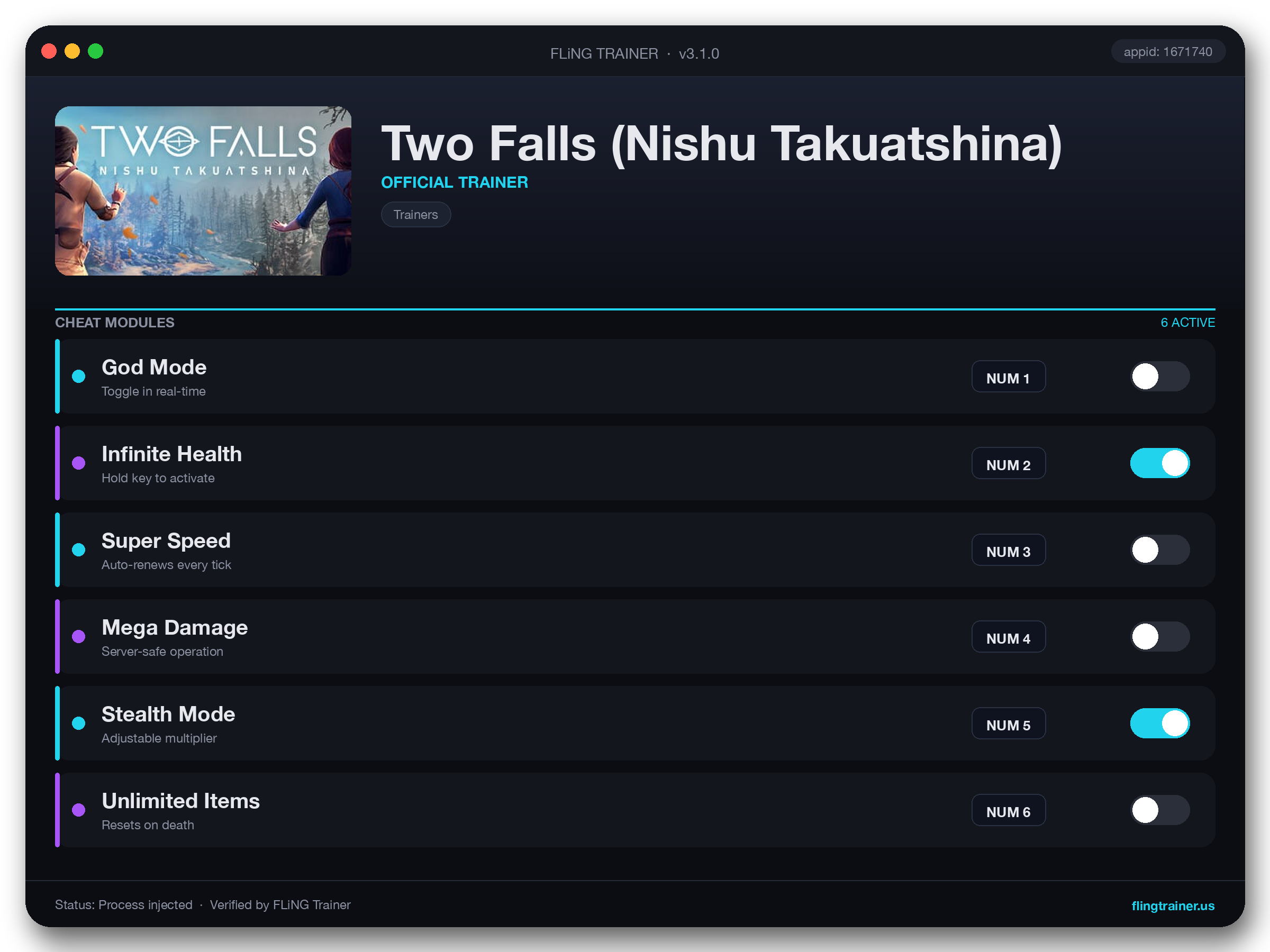 Two Falls (Nishu Takuatshina) Trainer interface
