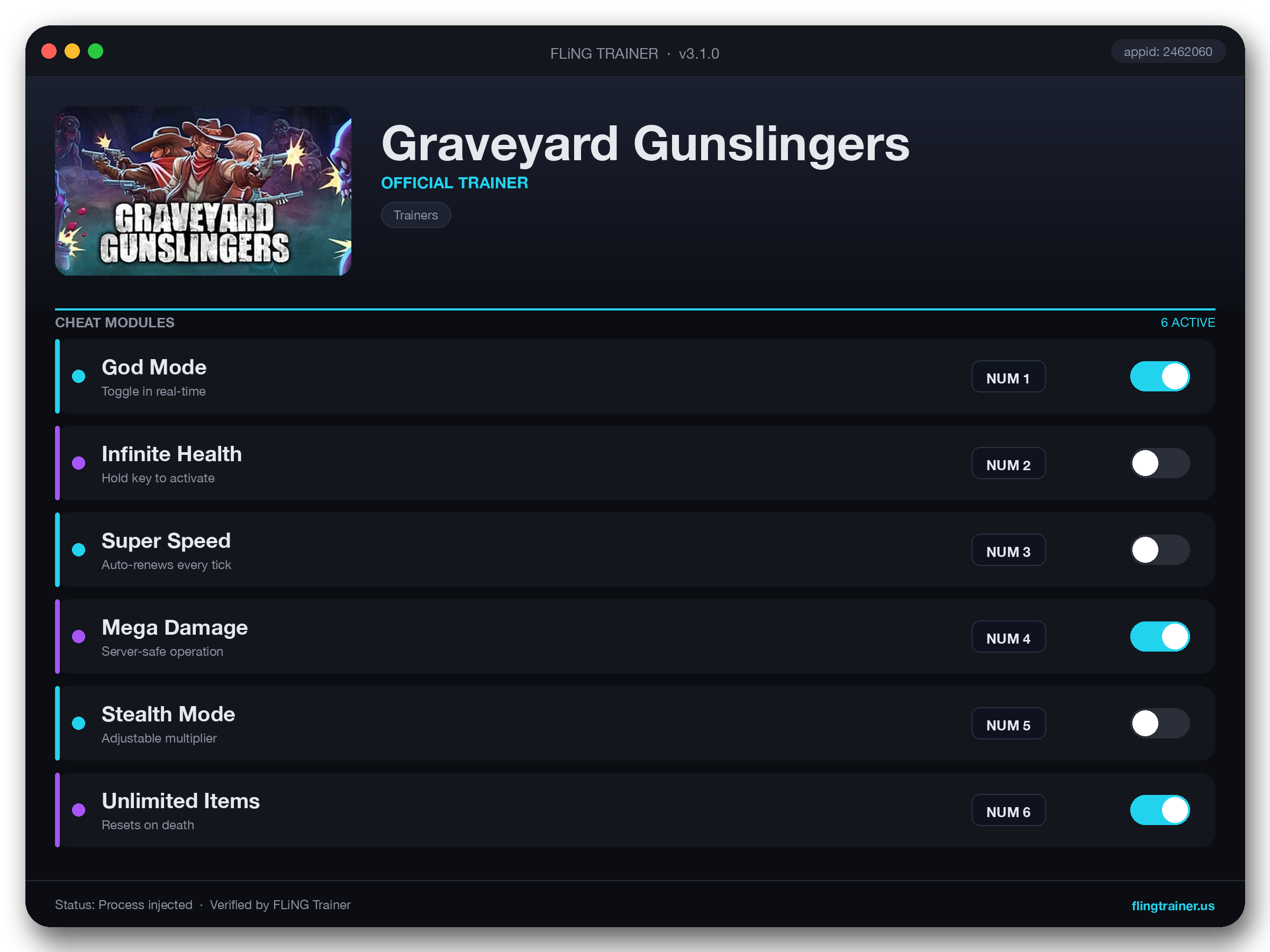 Graveyard Gunslingers Trainer interface