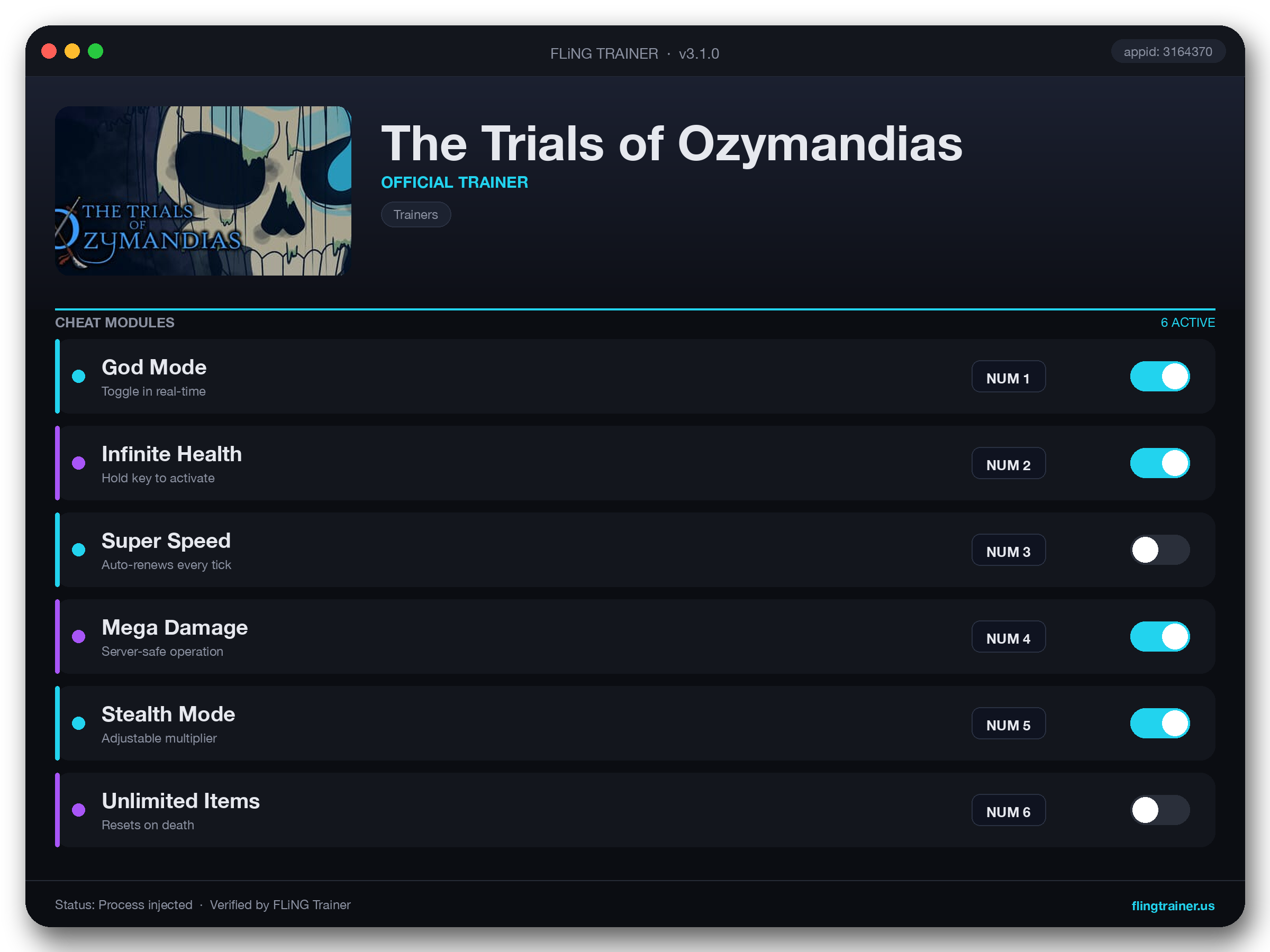 The Trials of Ozymandias Trainer interface