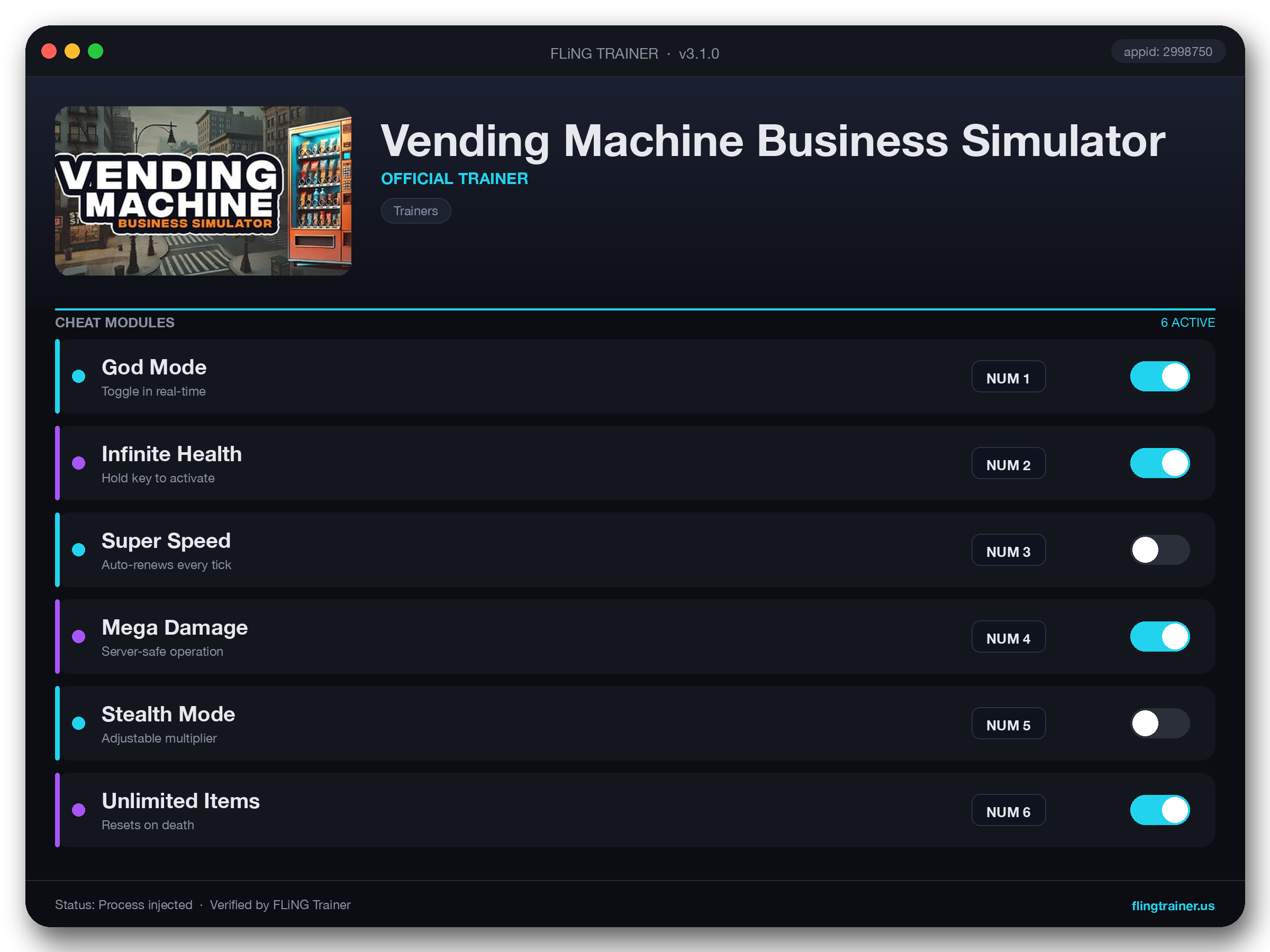 Vending Machine Business Simulator Trainer interface