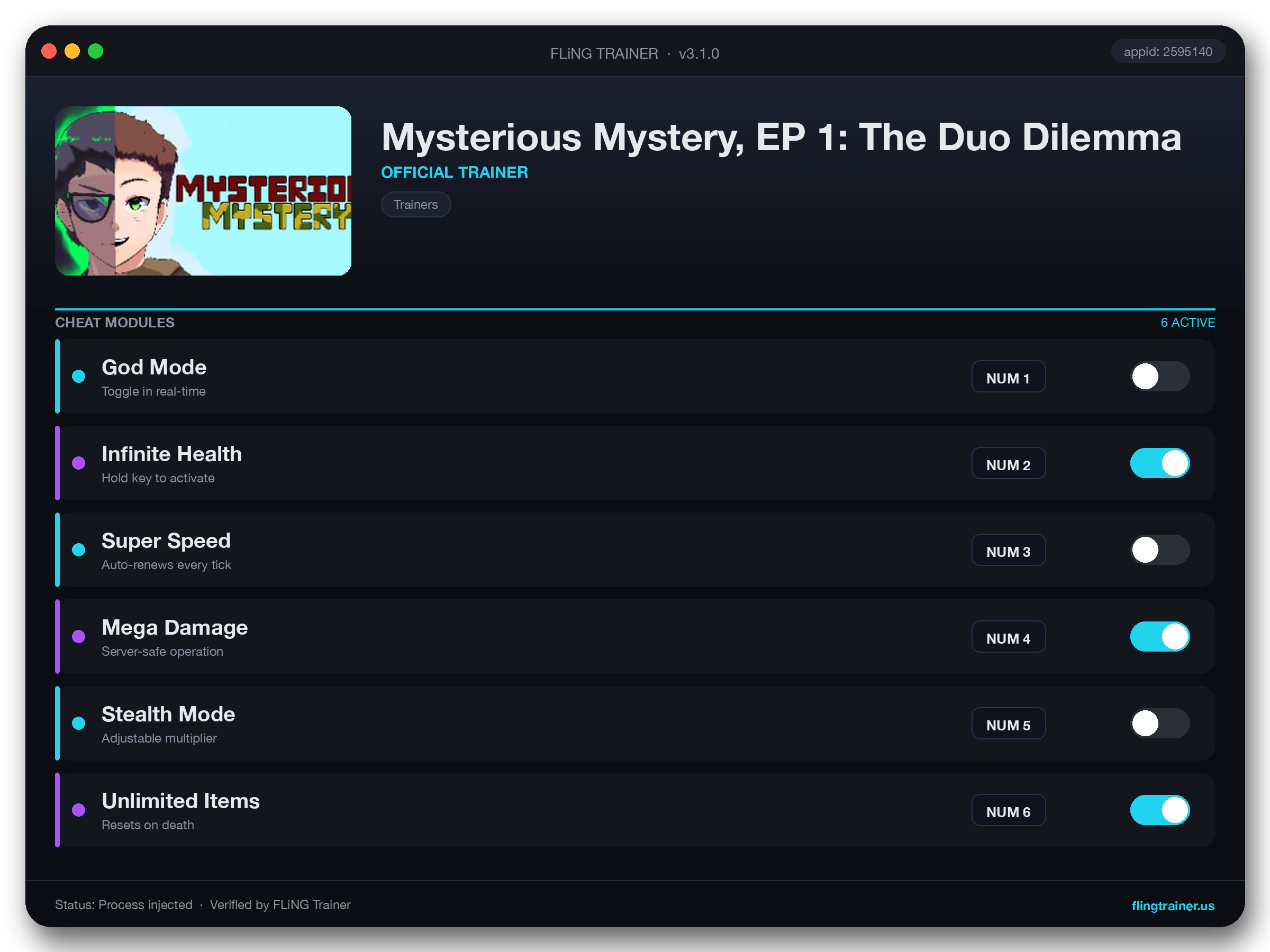 Mysterious Mystery, EP 1: The Duo Dilemma Trainer interface