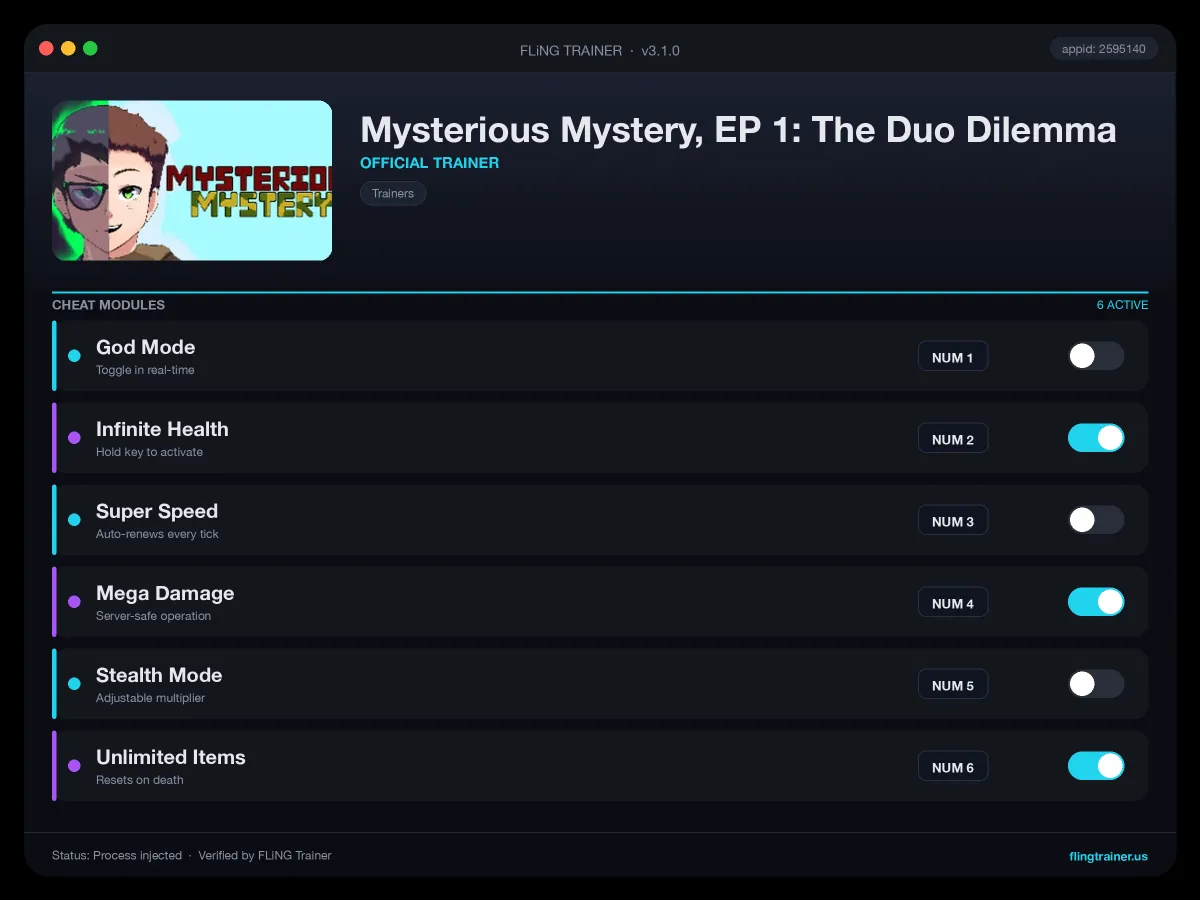 Mysterious Mystery, EP 1: The Duo Dilemma Trainer interface