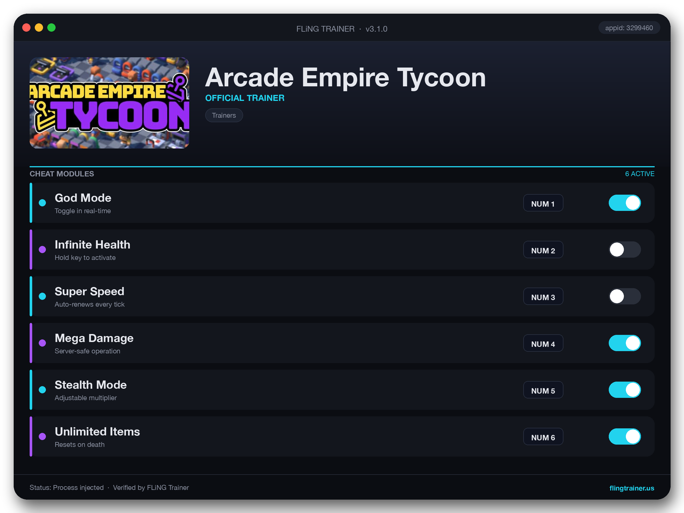 Arcade Empire Tycoon Trainer interface