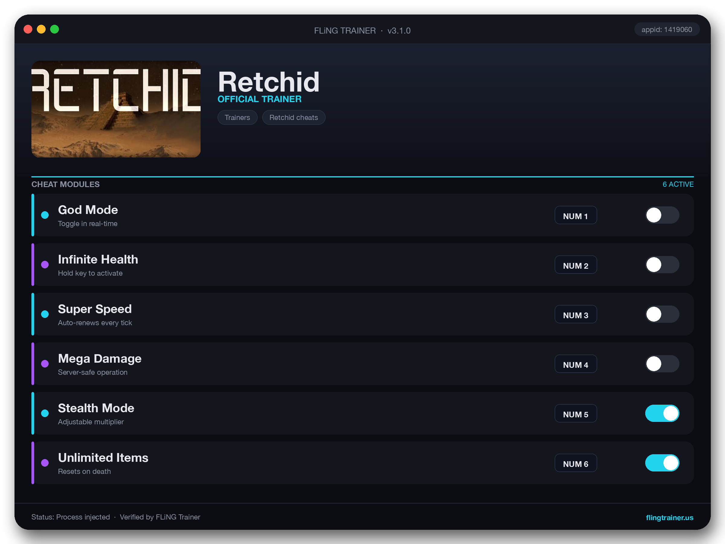 Retchid Trainer interface