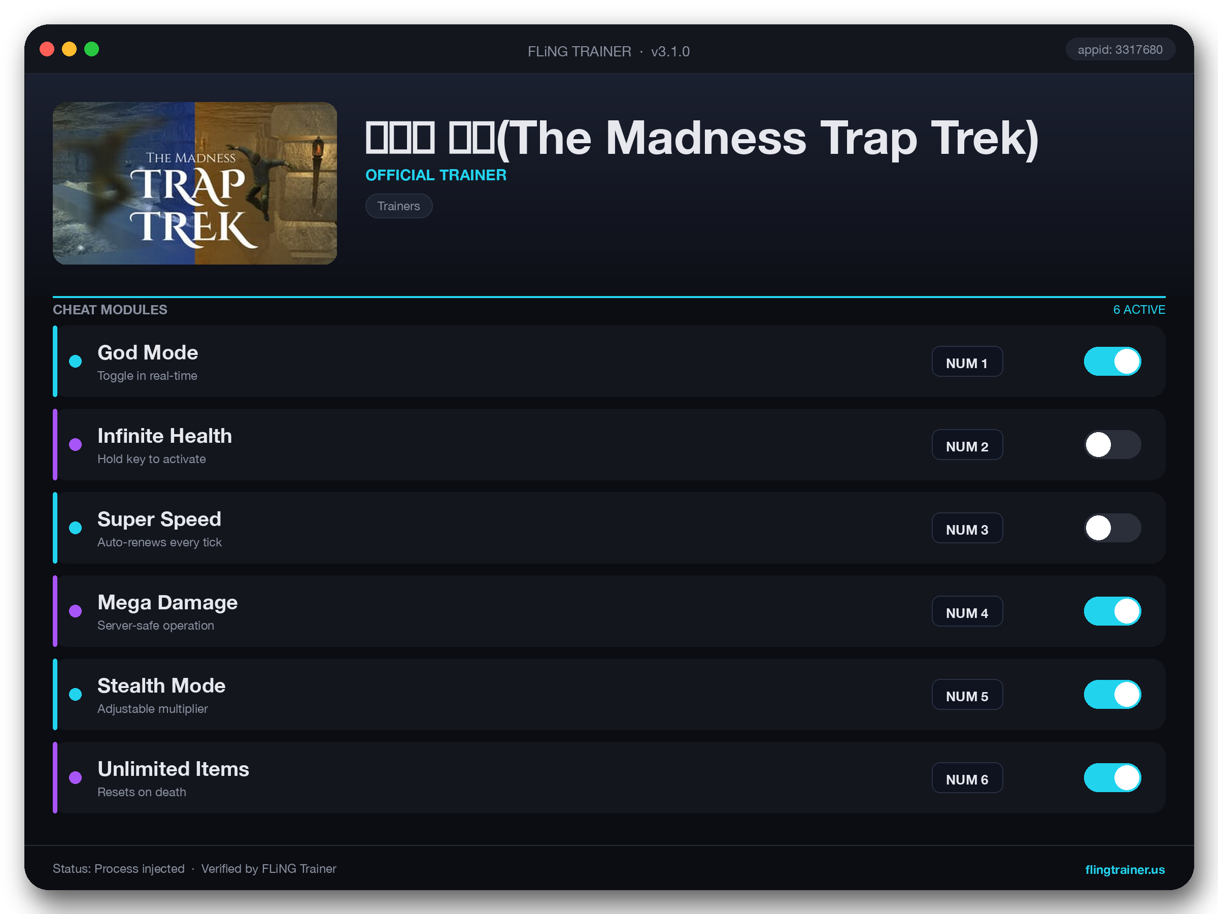 광기의 함정(The Madness Trap Trek) Trainer interface