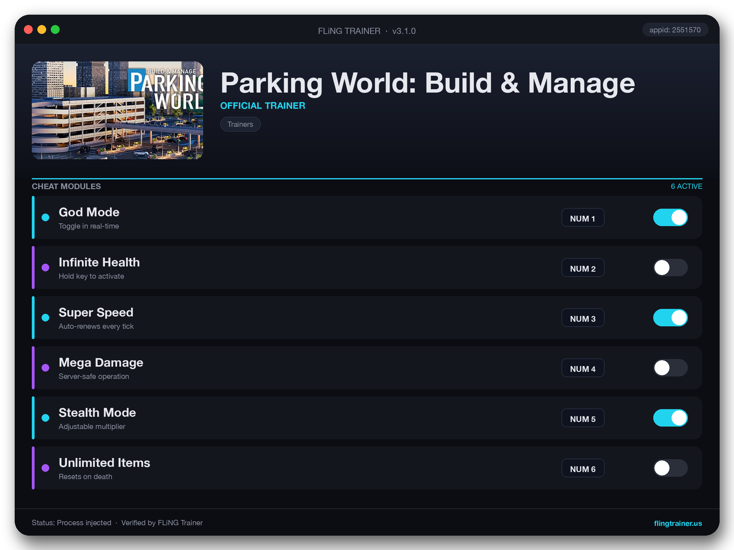 Parking World: Build & Manage Trainer interface