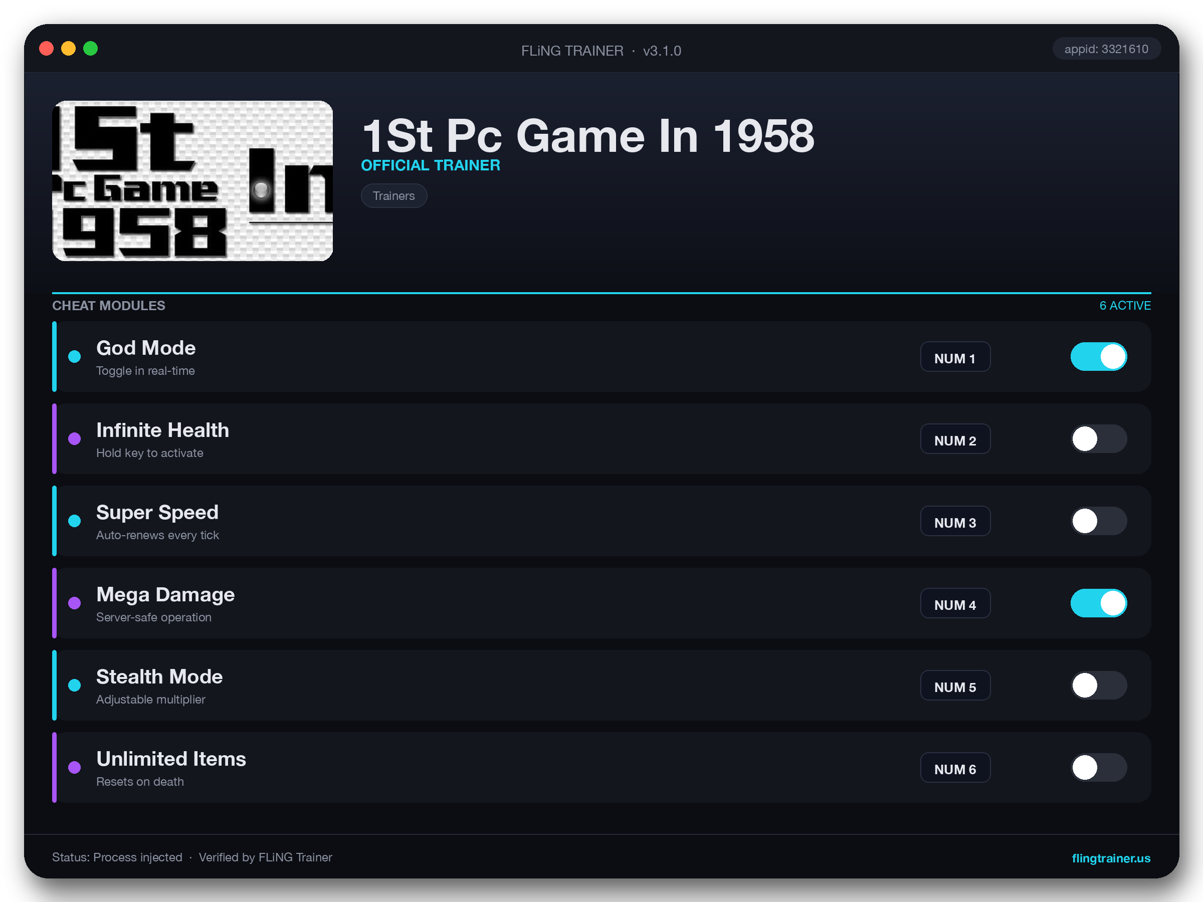 1St Pc Game In 1958 Trainer interface