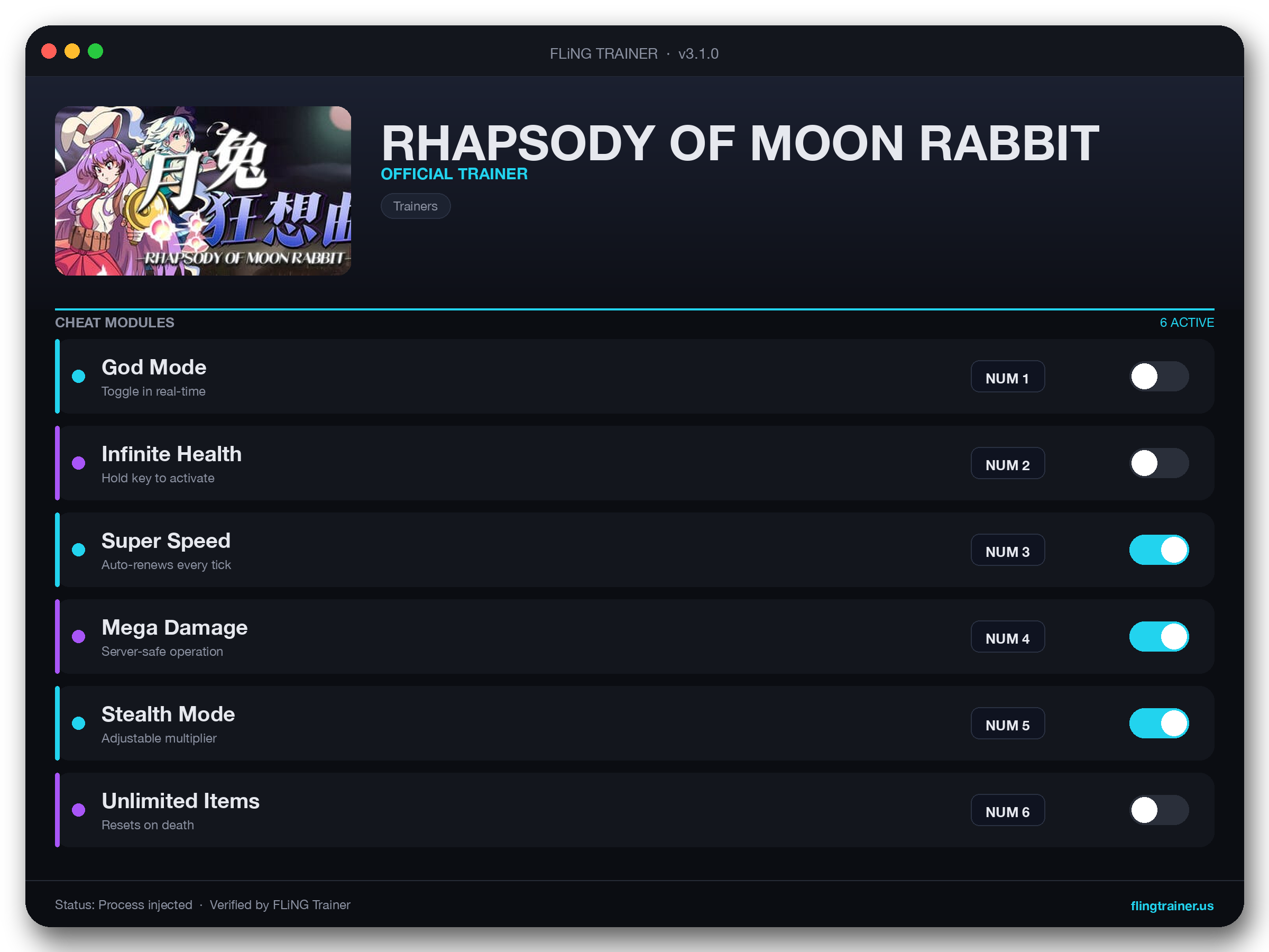 RHAPSODY OF MOON RABBIT Trainer interface