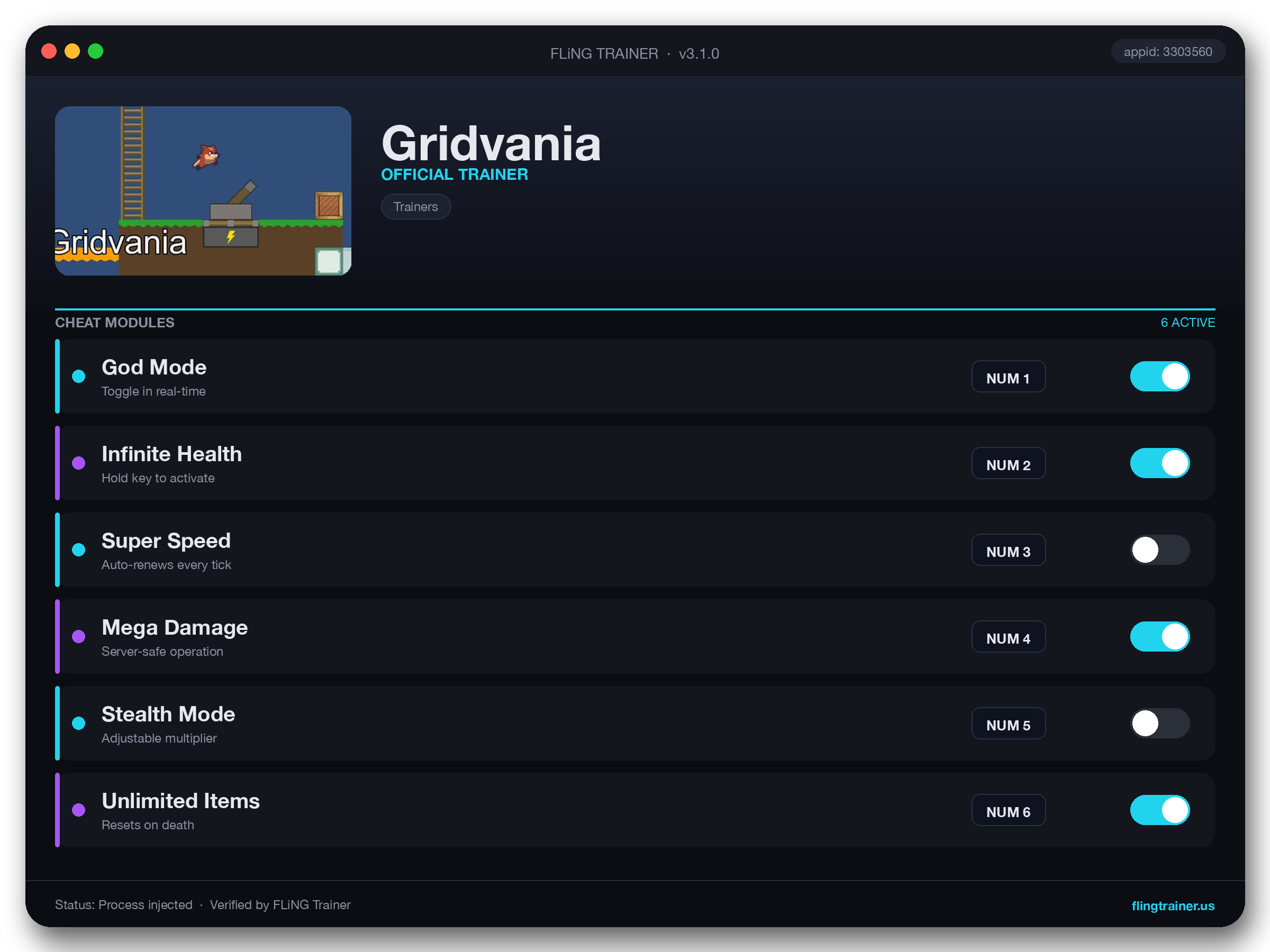 Gridvania Trainer interface
