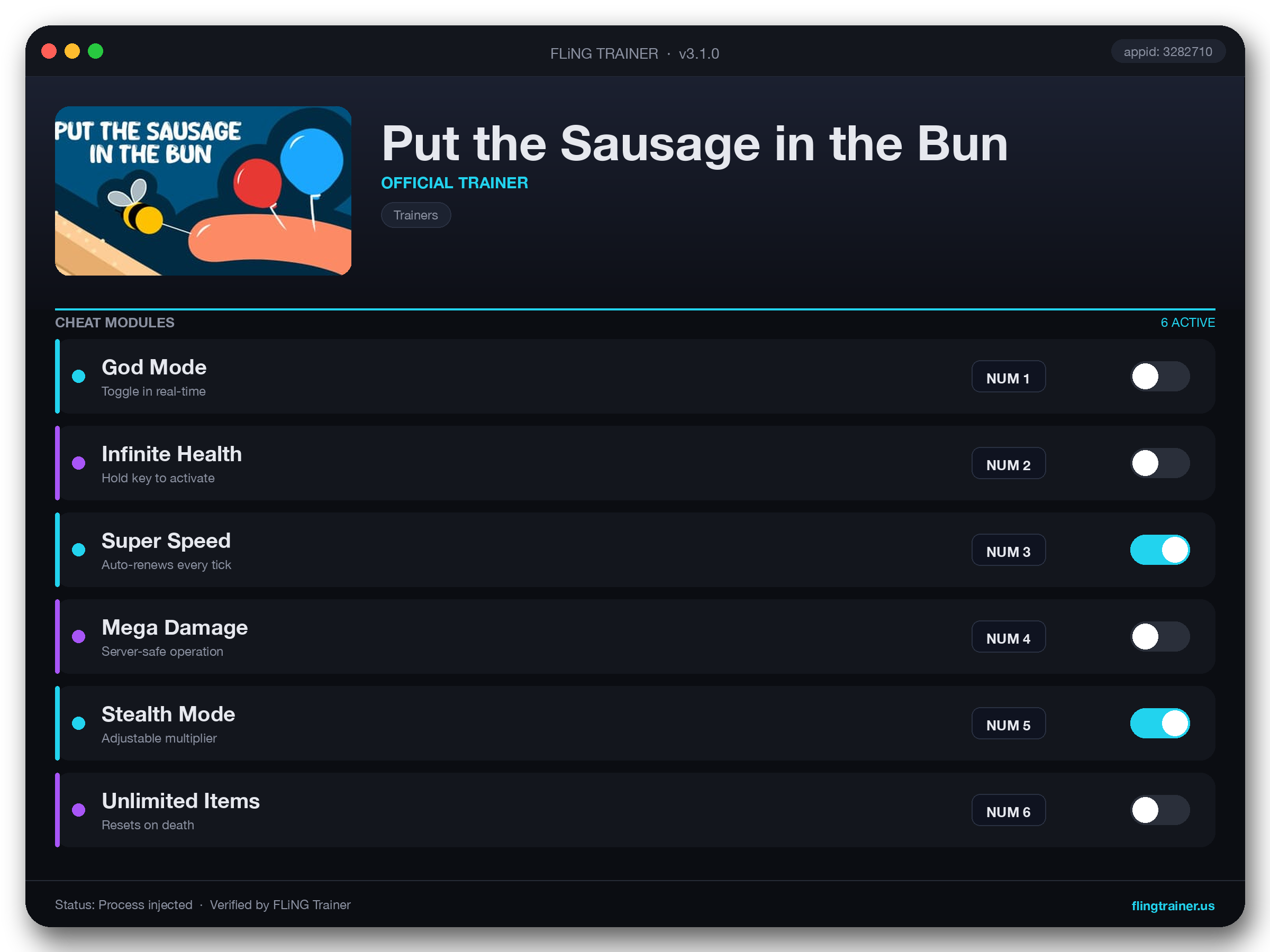 Put the Sausage in the Bun Trainer interface