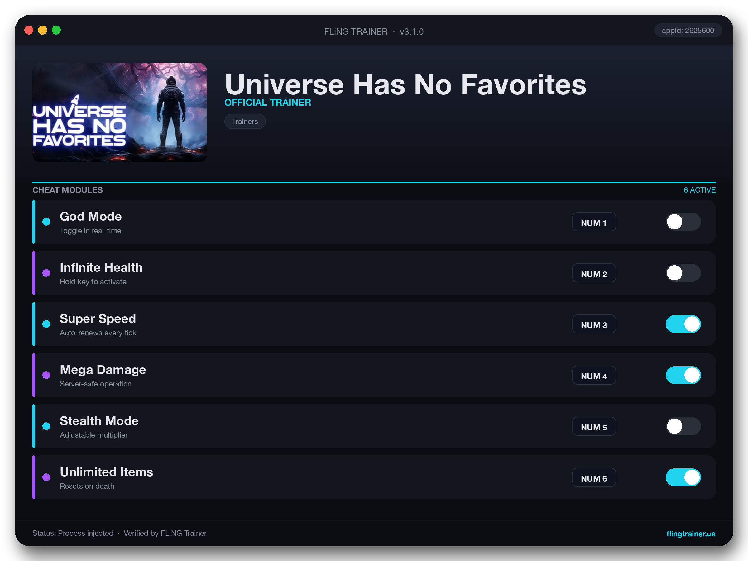 Universe Has No Favorites Trainer interface