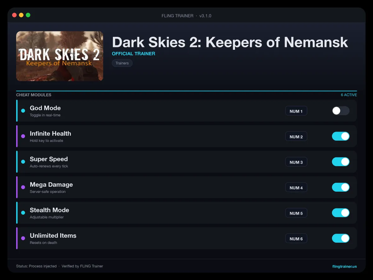 Dark Skies 2: Keepers of Nemansk Trainer interface