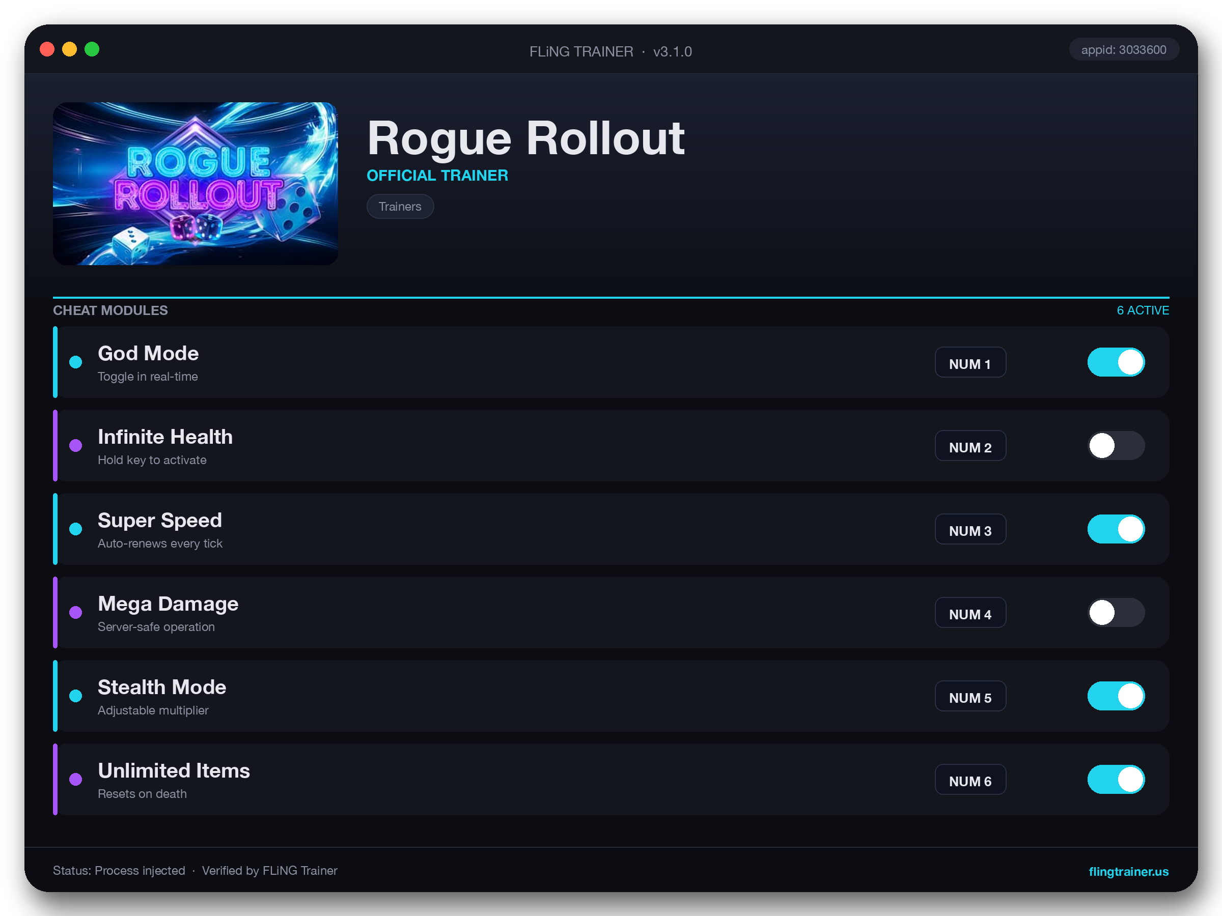 Rogue Rollout Trainer interface