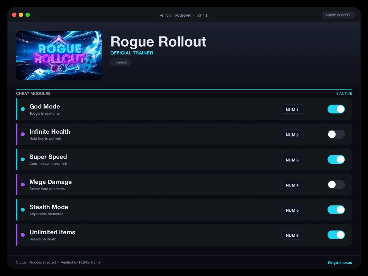 Rogue Rollout Trainer interface