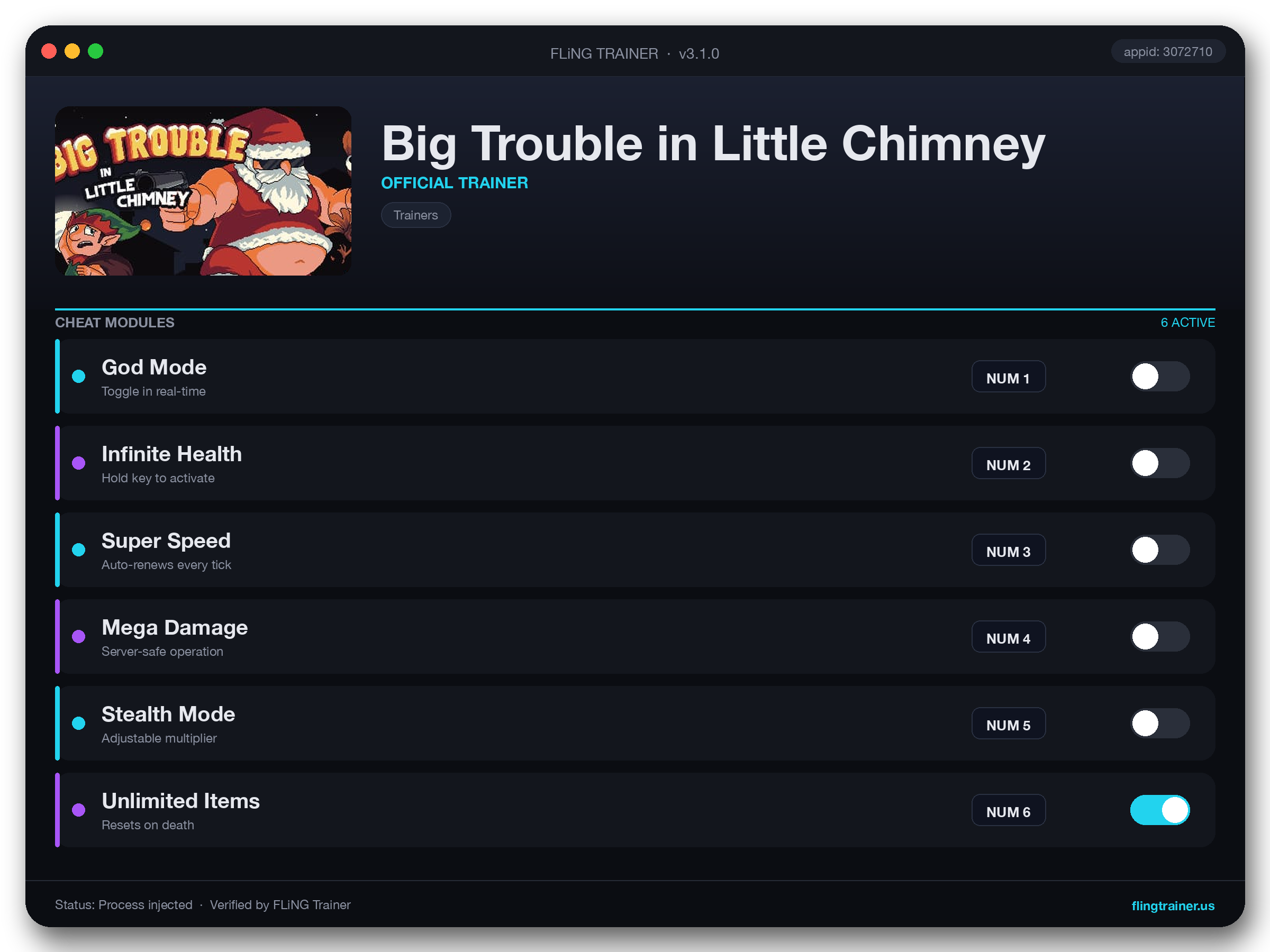 Big Trouble in Little Chimney Trainer interface