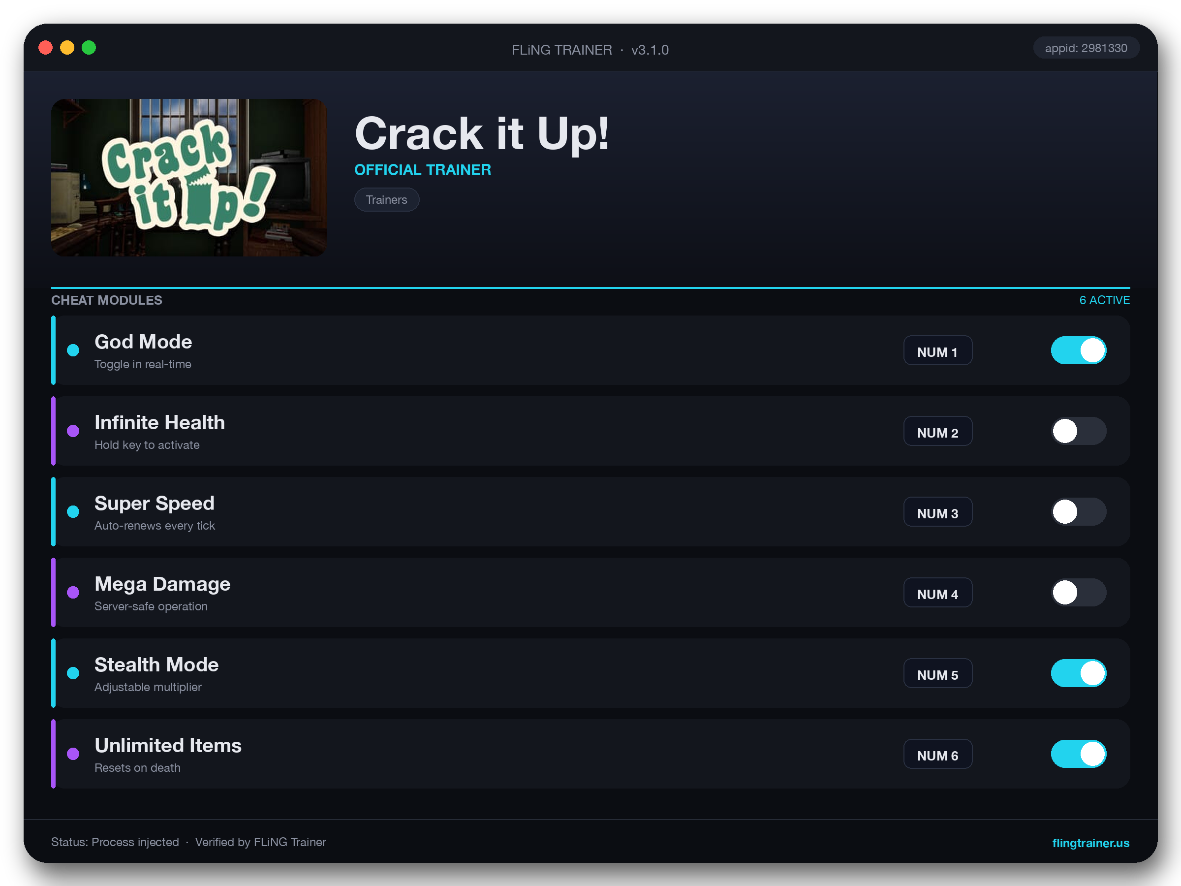 Crack it Up! Trainer interface