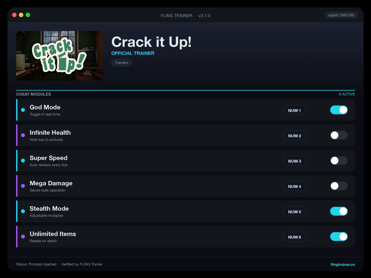 Crack it Up! Trainer interface