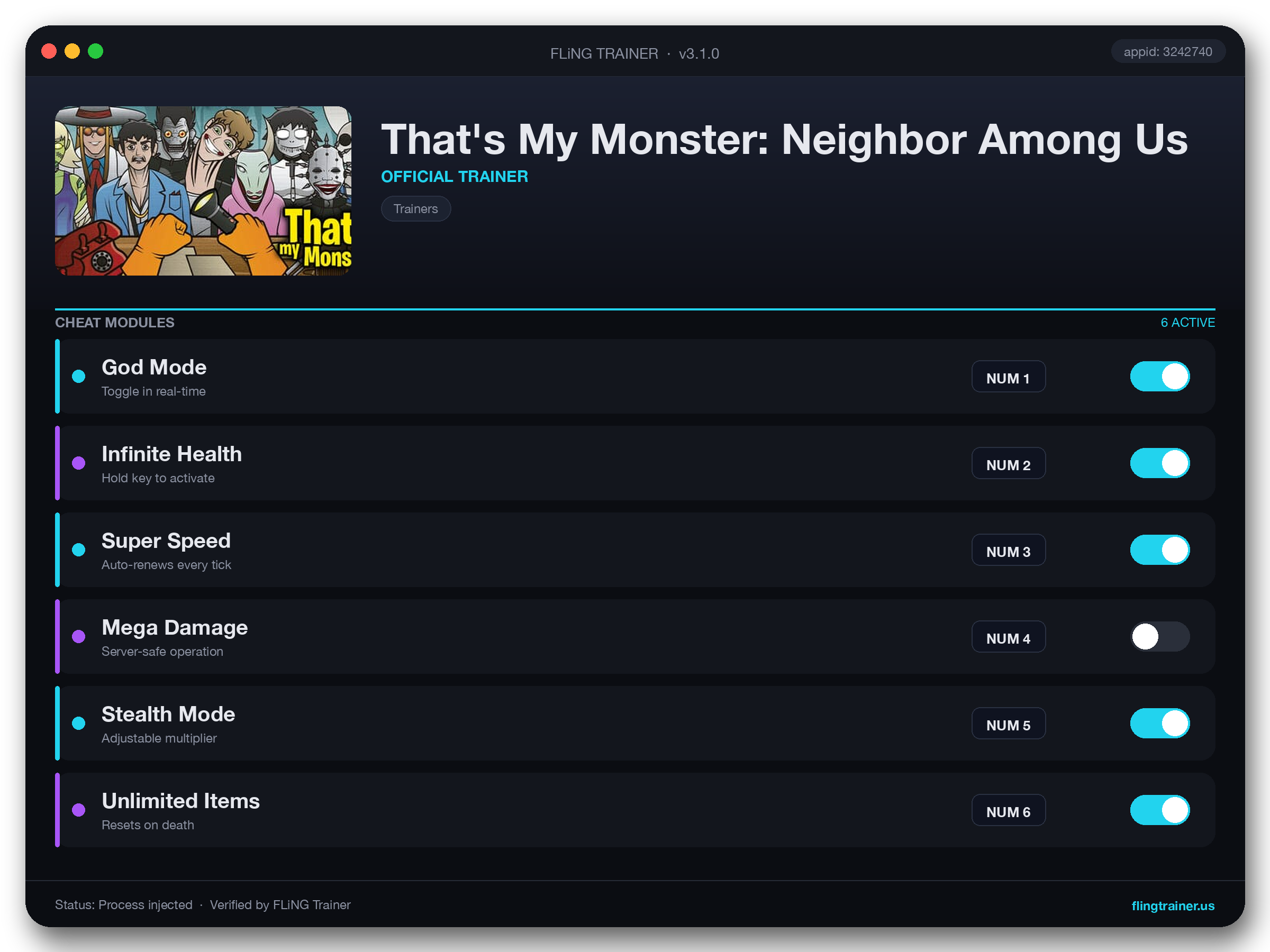 That's My Monster: Neighbor Among Us Trainer interface