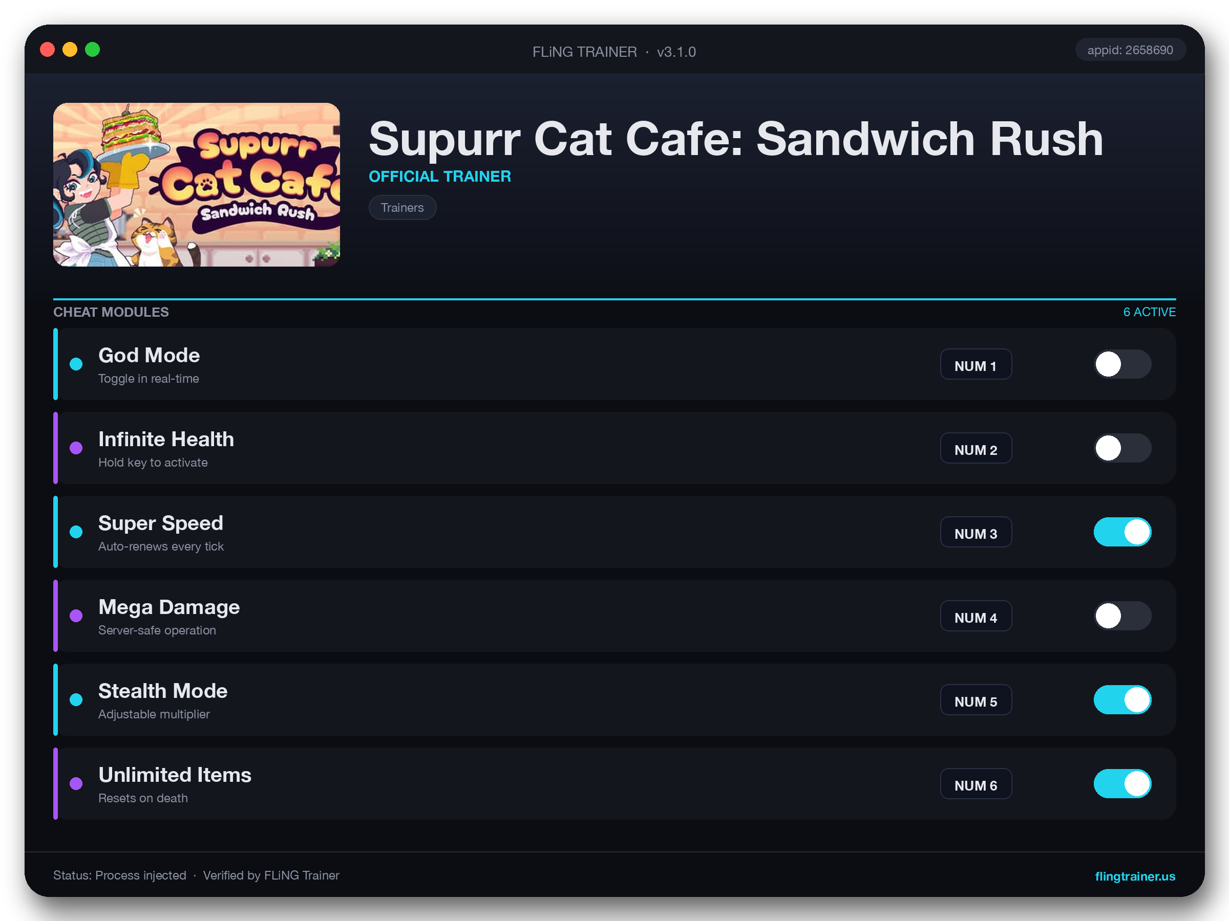 Supurr Cat Cafe: Sandwich Rush Trainer interface