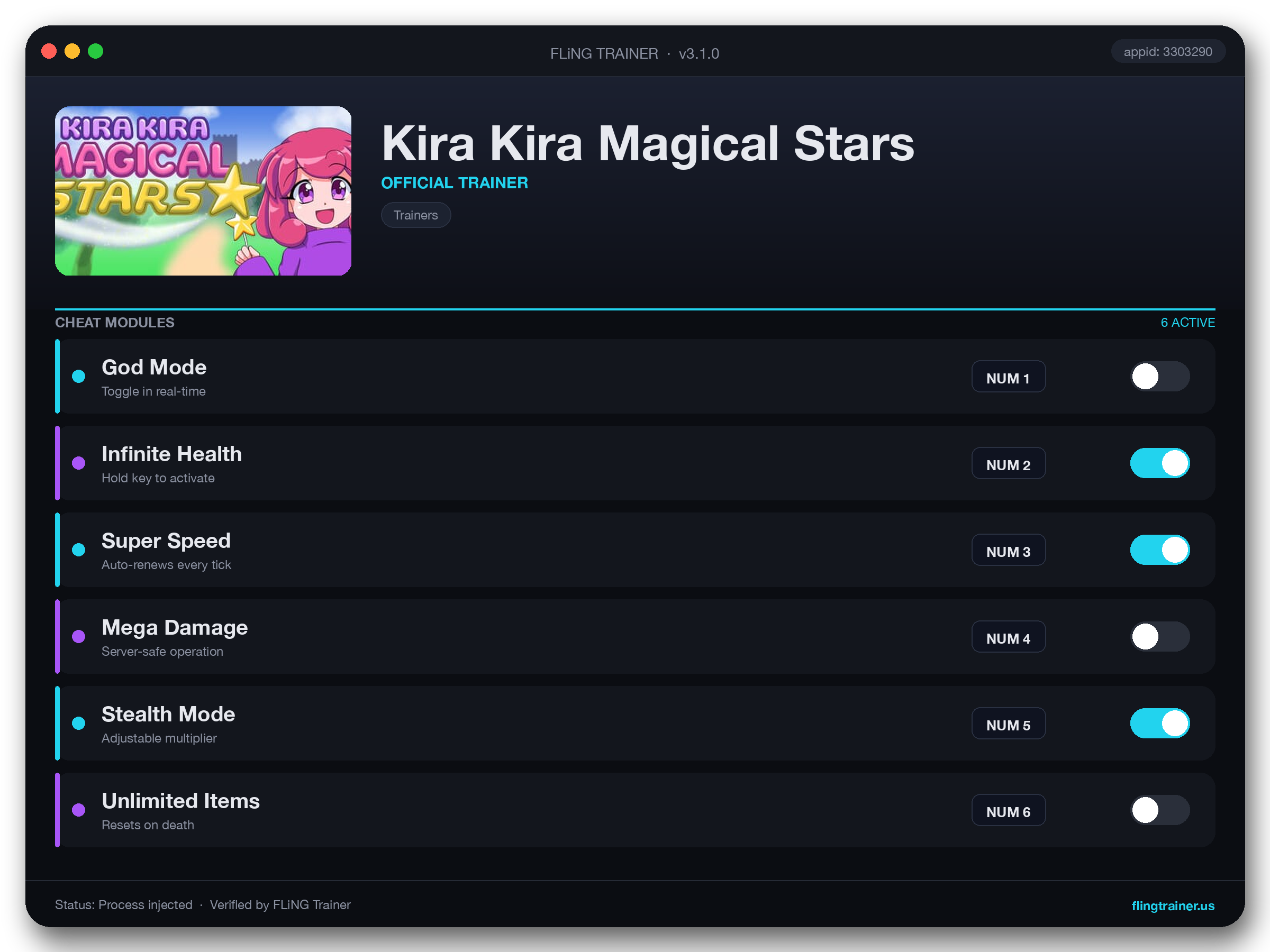 Kira Kira Magical Stars Trainer interface