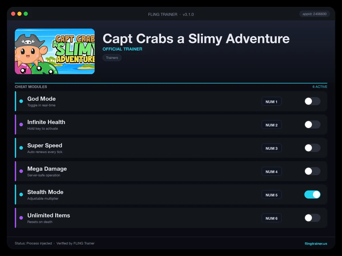 Capt Crabs a Slimy Adventure Trainer interface