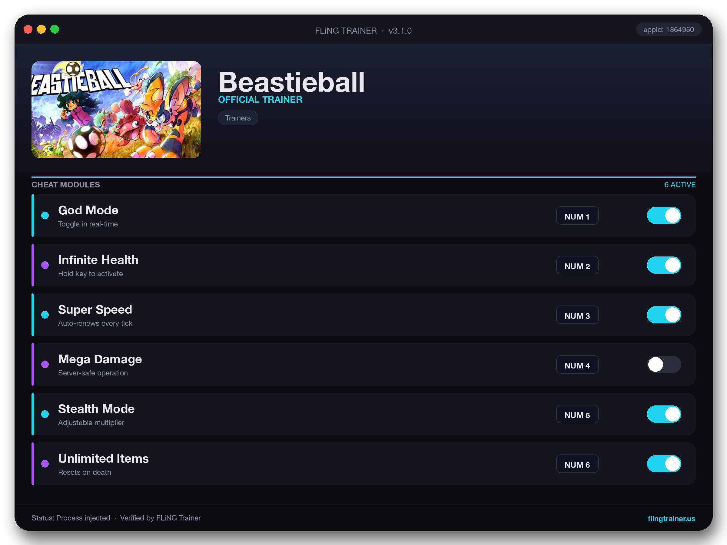 Beastieball Trainer interface