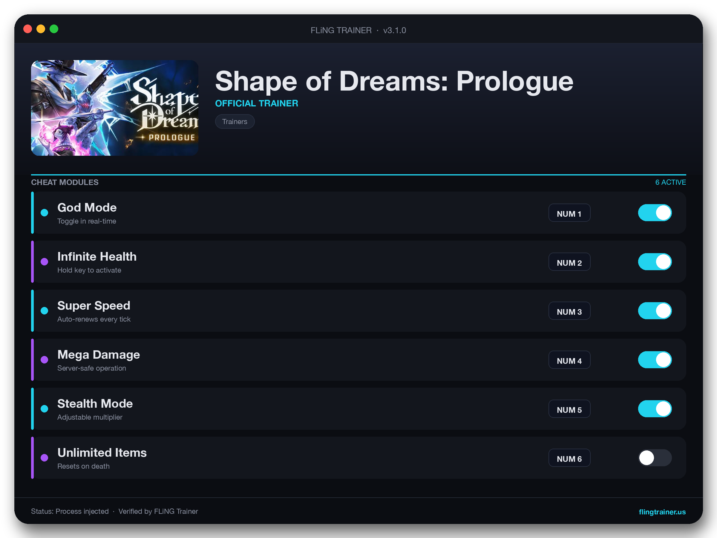 Shape of Dreams: Prologue Trainer interface