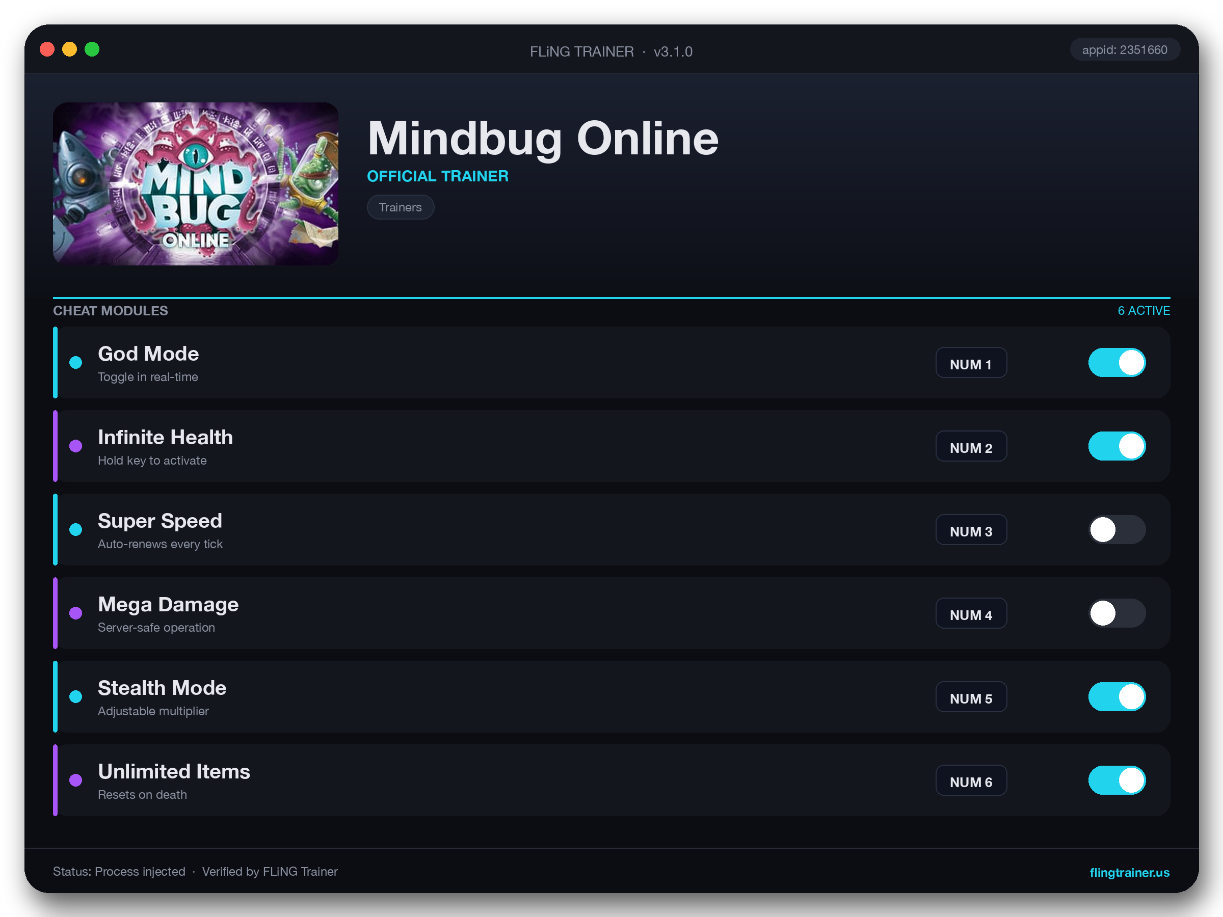 Mindbug Online Trainer interface