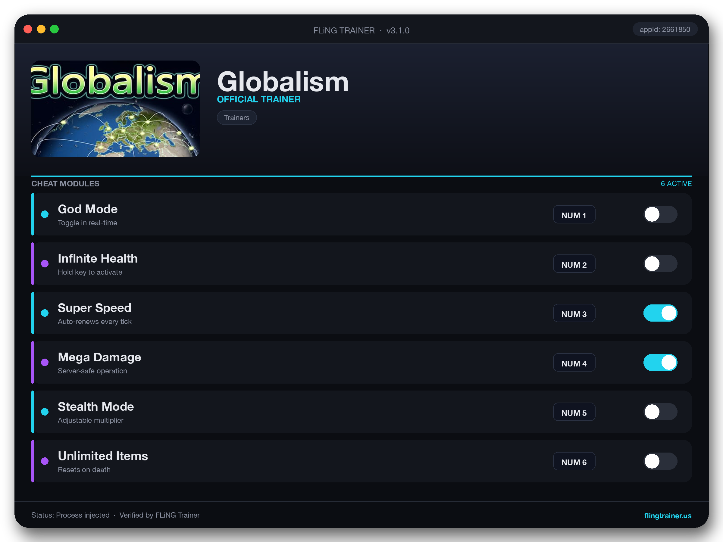 Globalism Trainer interface
