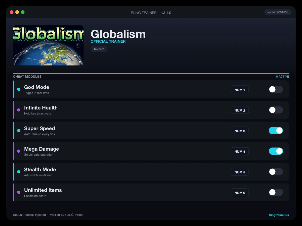 Globalism Trainer interface