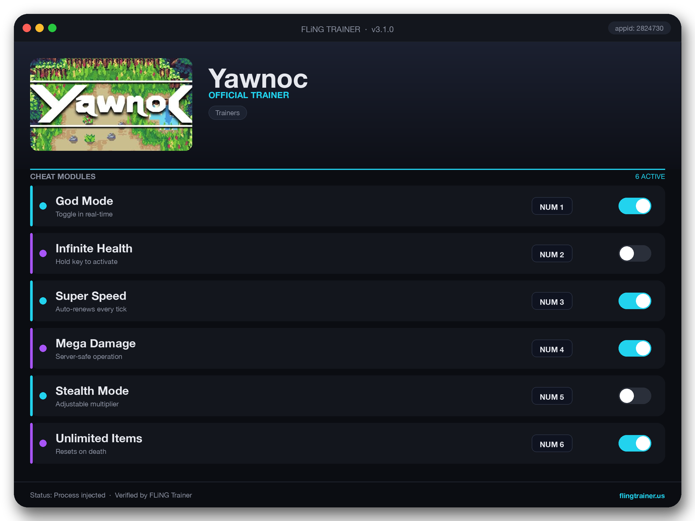 Yawnoc Trainer interface
