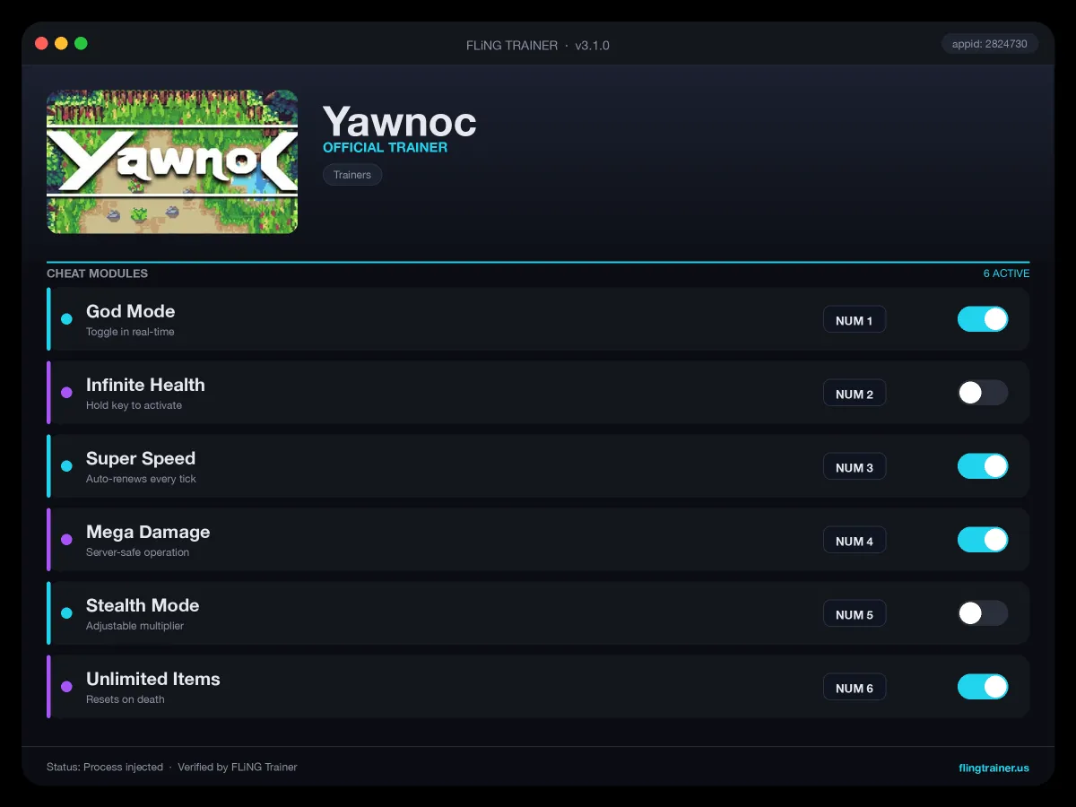Yawnoc Trainer interface