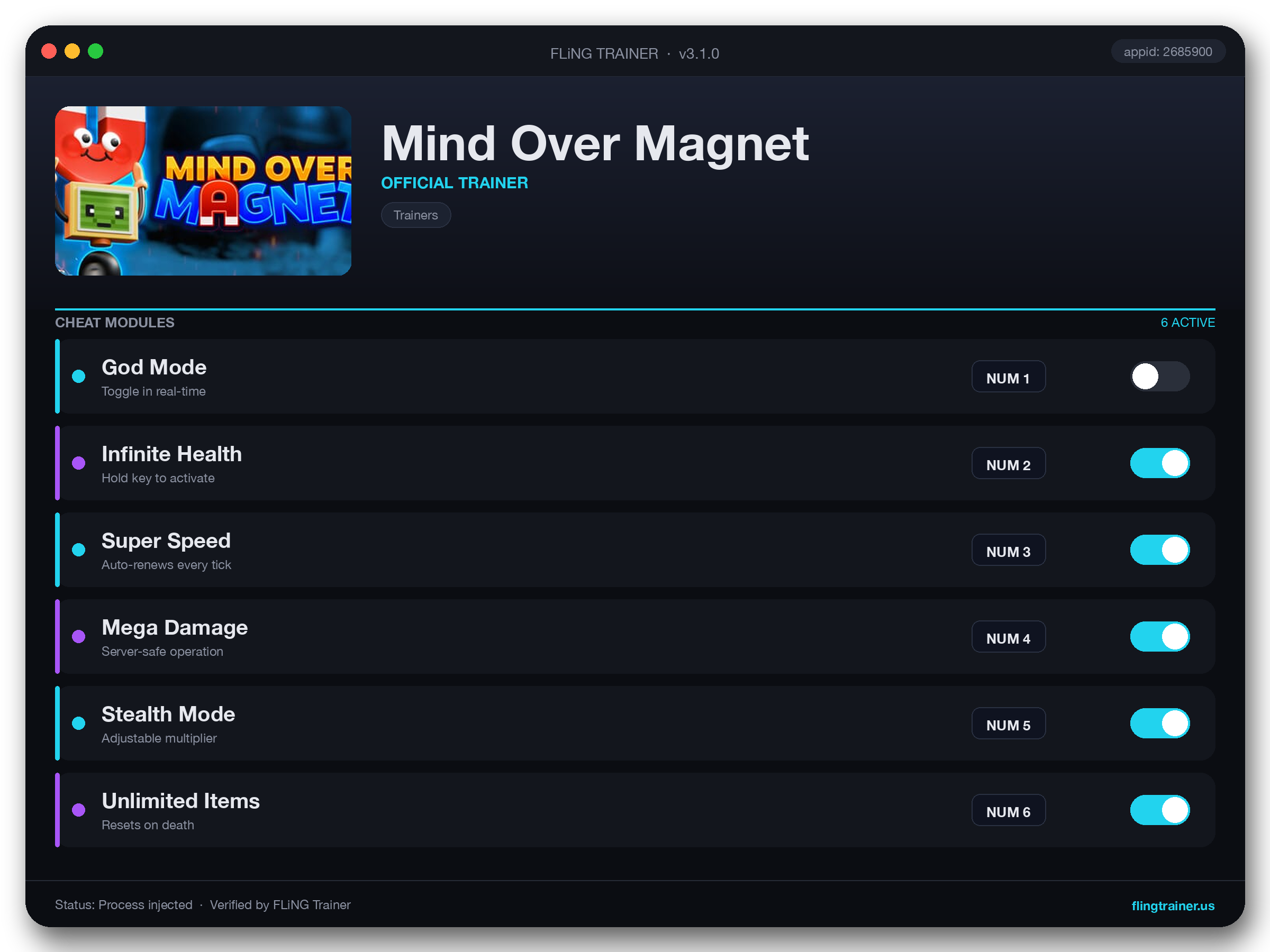 Mind Over Magnet Trainer interface