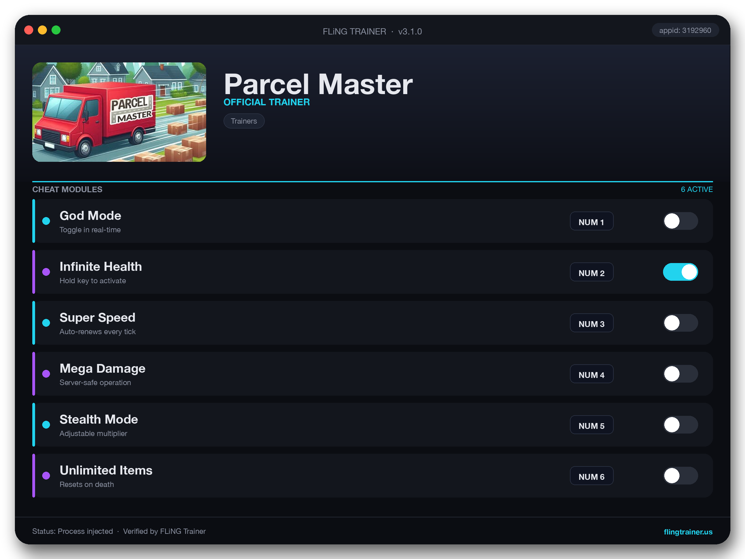 Parcel Master Trainer interface