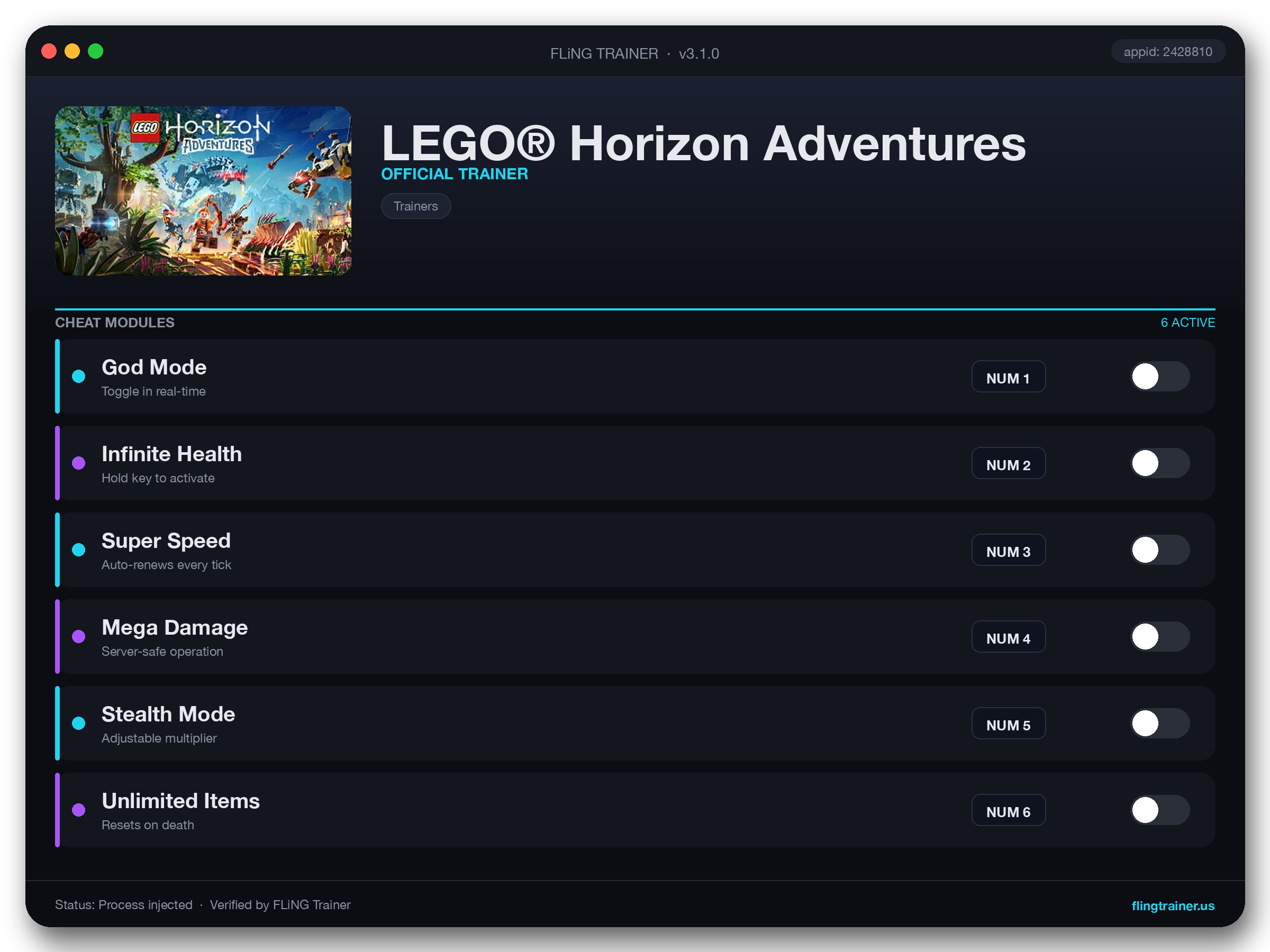 LEGO® Horizon Adventures Trainer interface